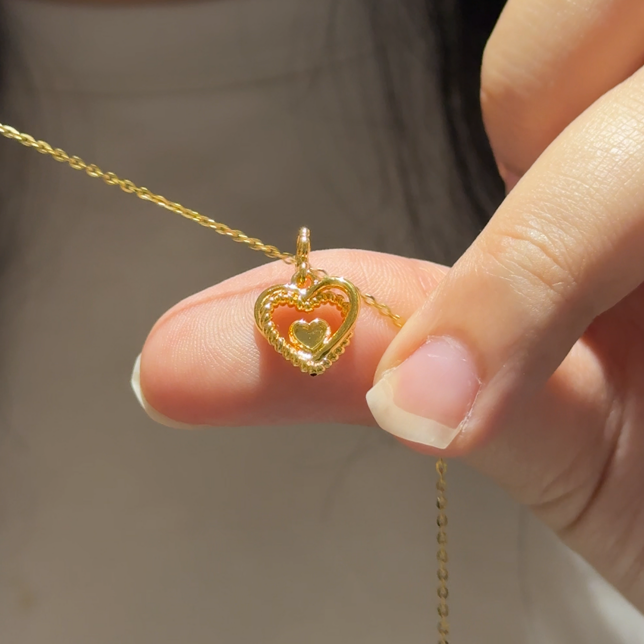 916 Gold 双心相依 Radiant Duo Heart Pendant – MoneyMax Jewellery