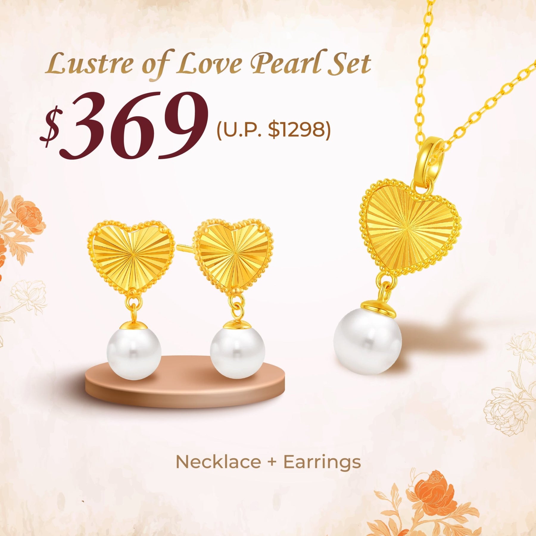 10K Gold Lustre of Love Pearl Set