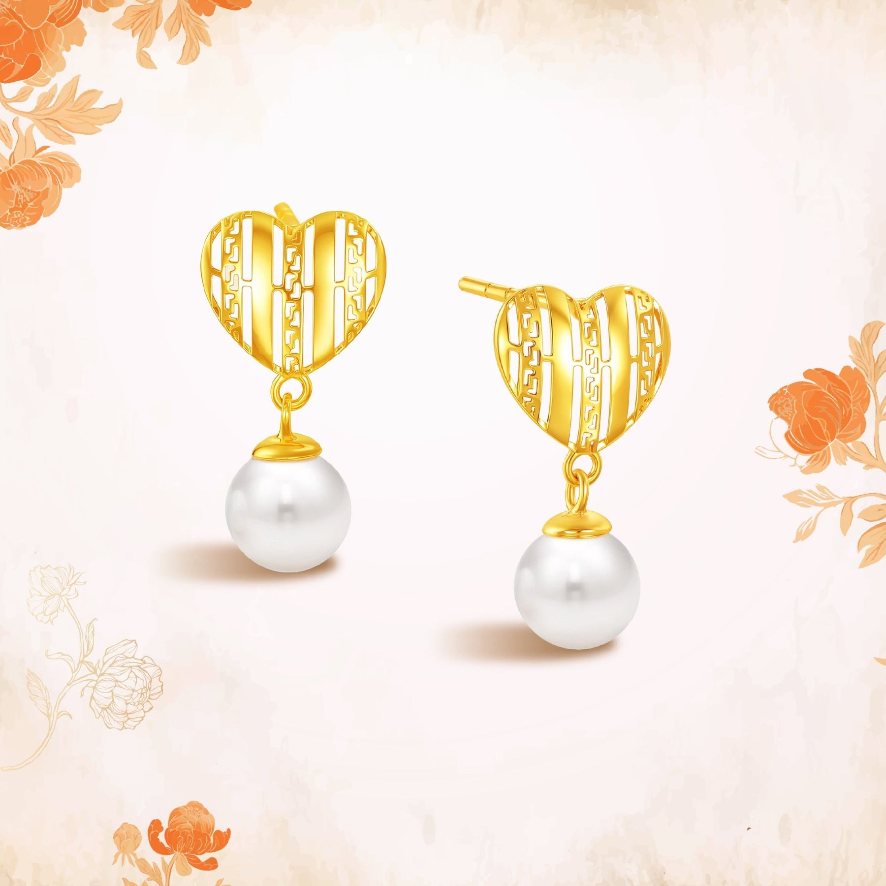10K Gold Sweetheart Pearl Earrings