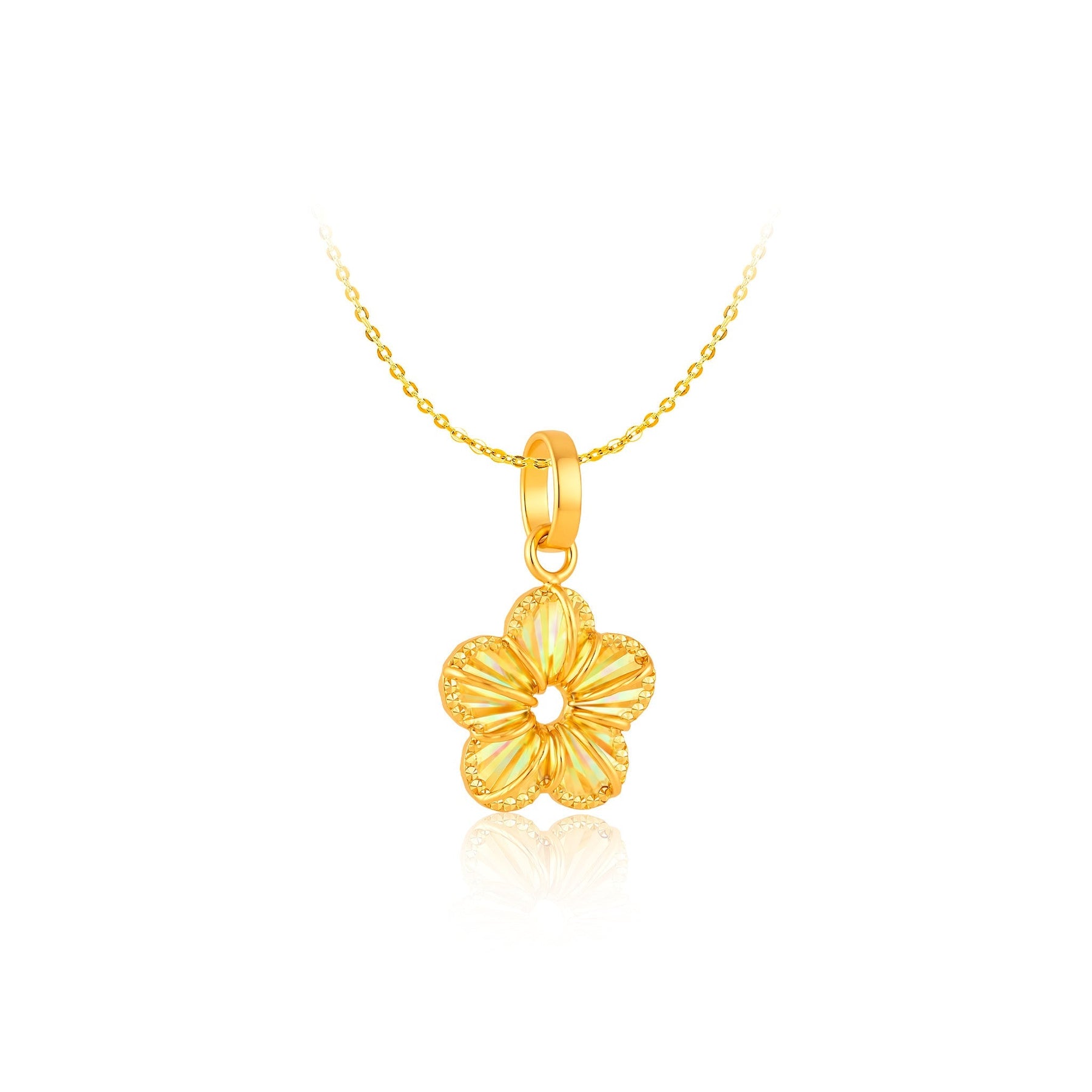 10K Gold Faceted Blossom Pendant
