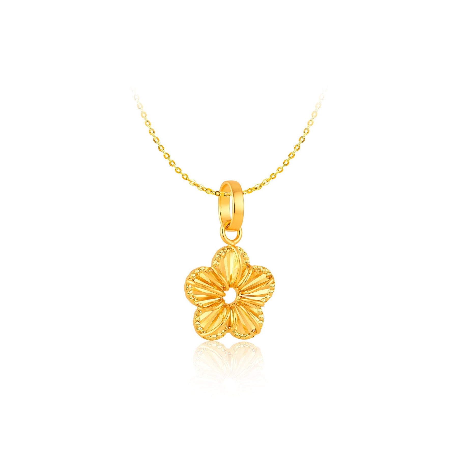 10K Gold Faceted Blossom Pendant