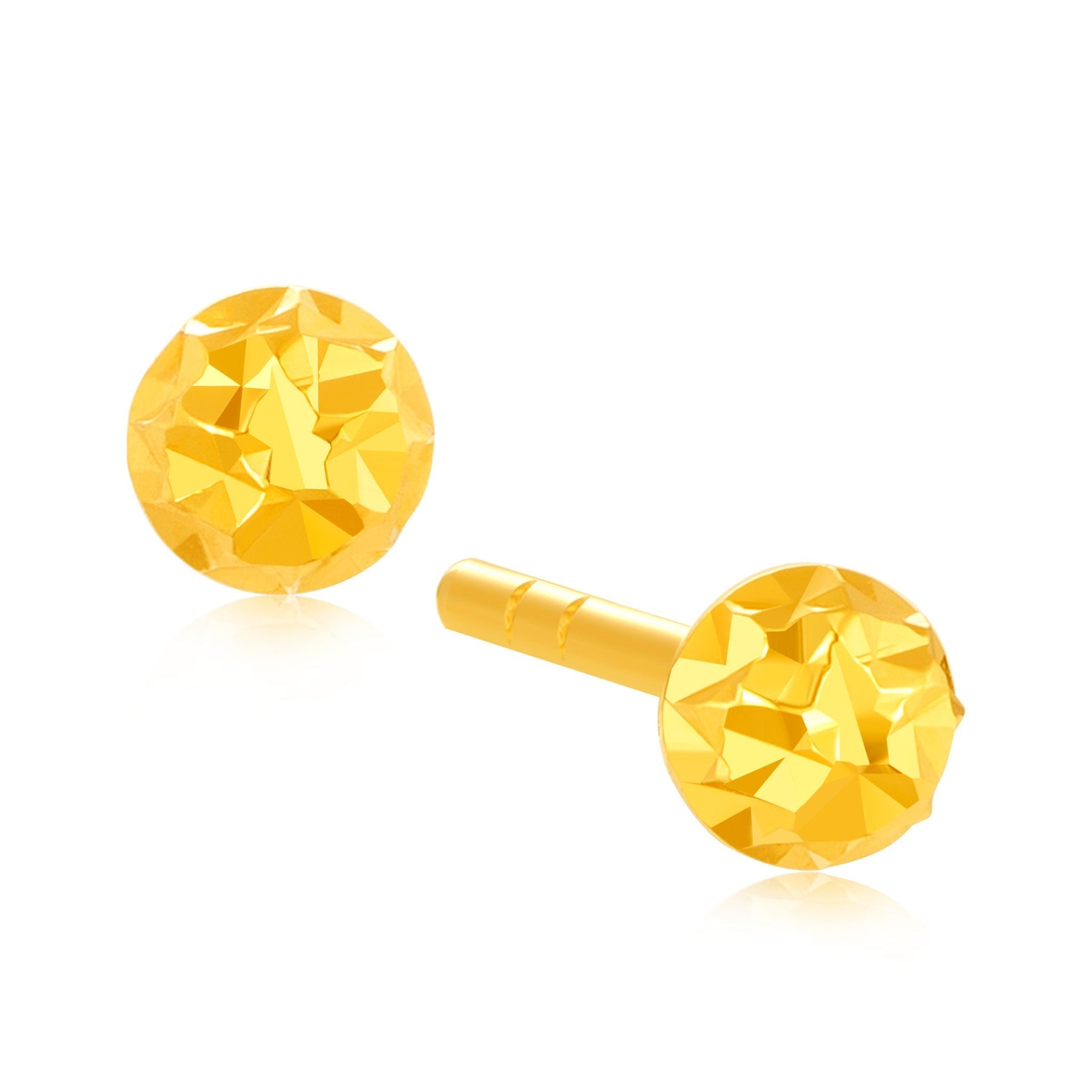 10K Gold Faceted Stud Earrings