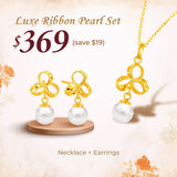 10K Gold Luxe Ribbon Pearl Earrings