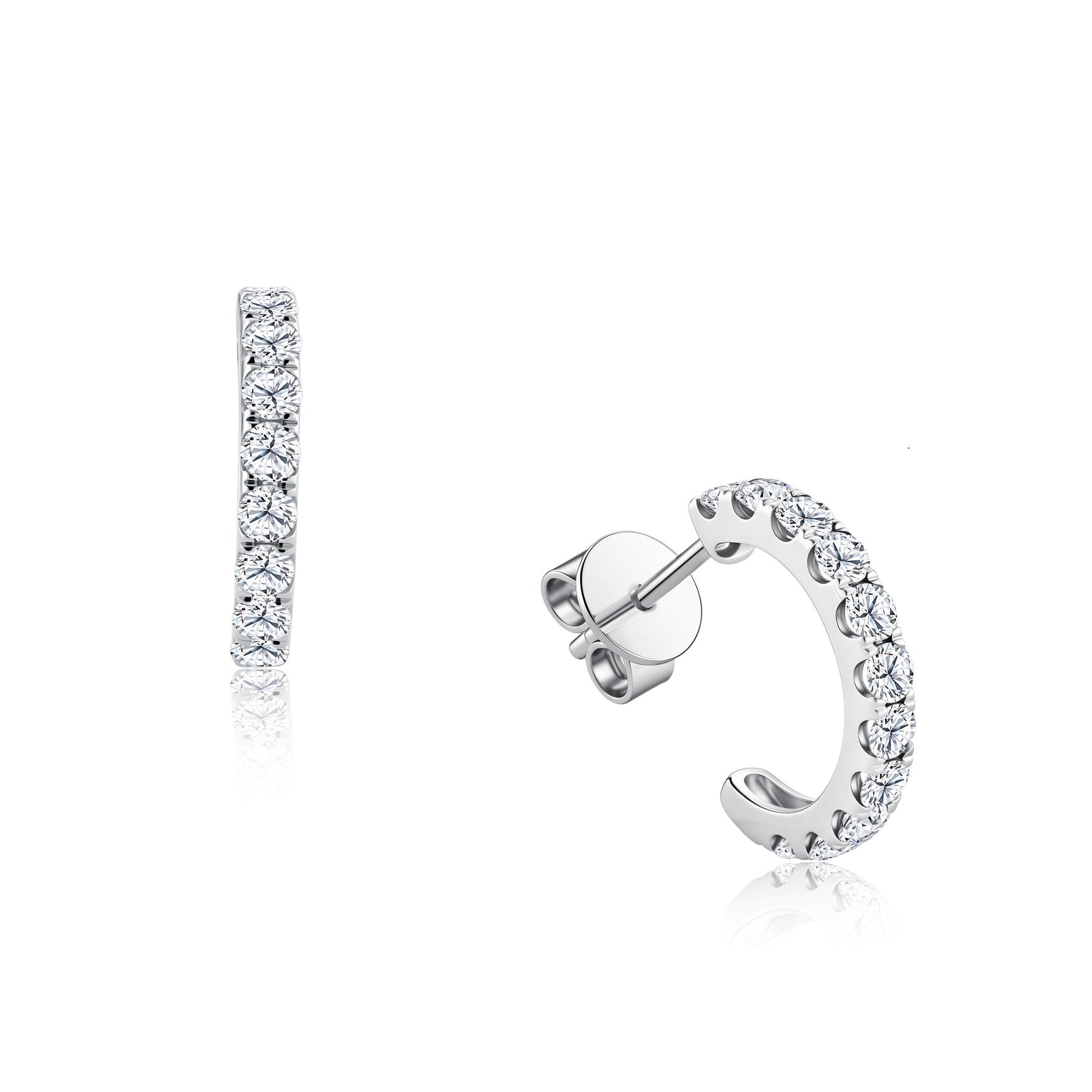 10K White Gold Celeste Diamond Cuff Stud Earrings