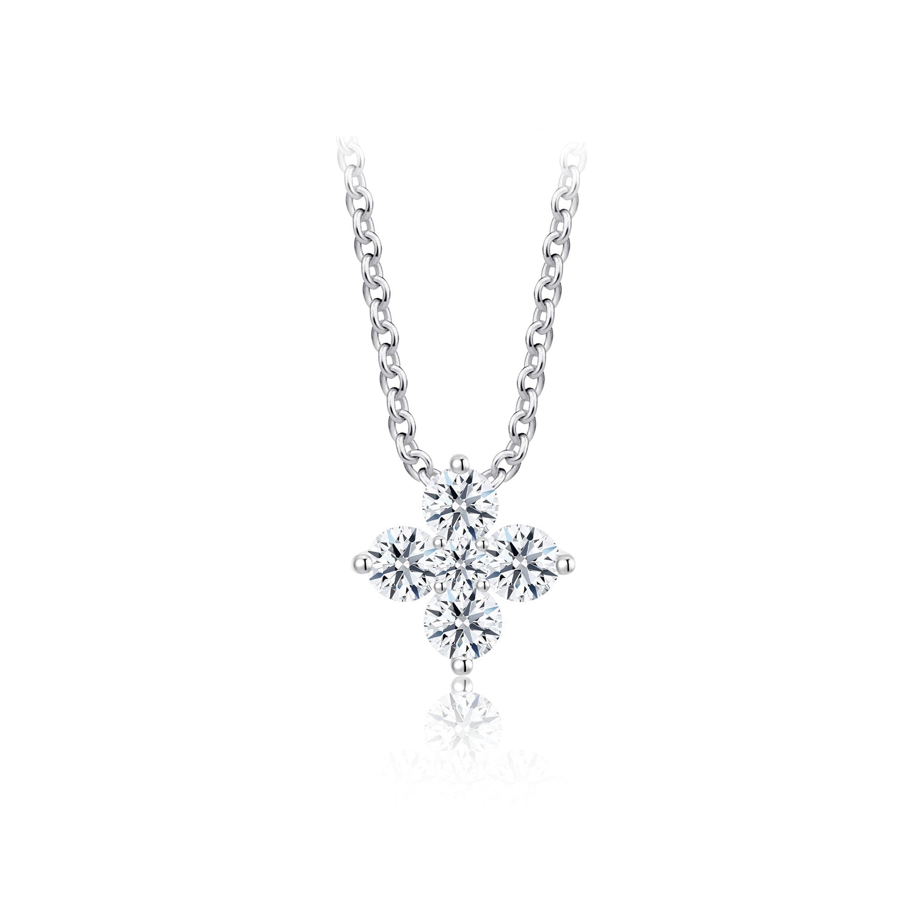 10K White Gold Clover Diamond Pendant