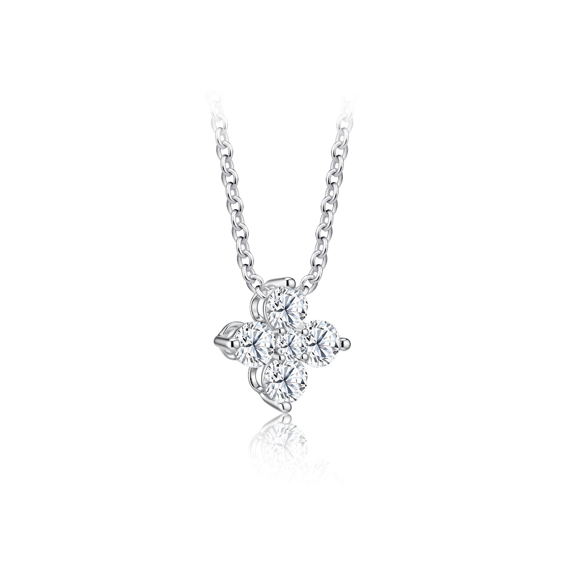 10K White Gold Clover Diamond Pendant