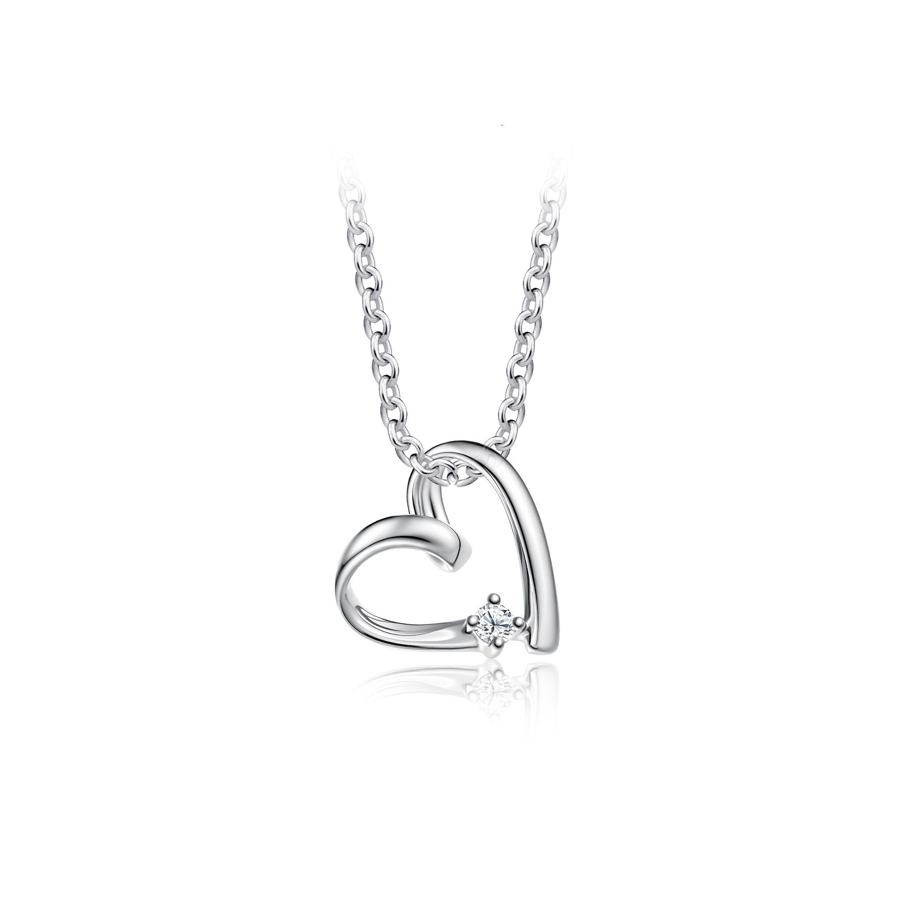10K White Gold Love Line Diamond Pendant