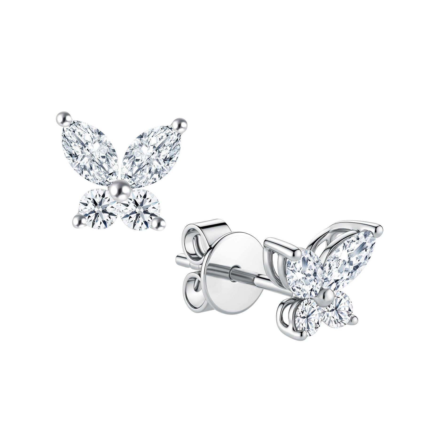 10K White Gold Mariposa Diamond Stud Earrings