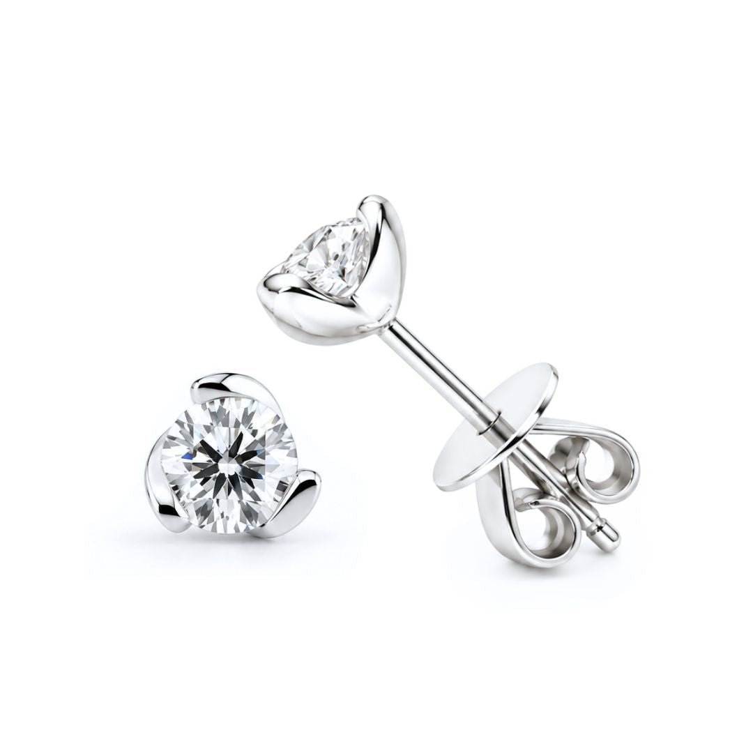 10K White Gold Solitaire Stud Earrings