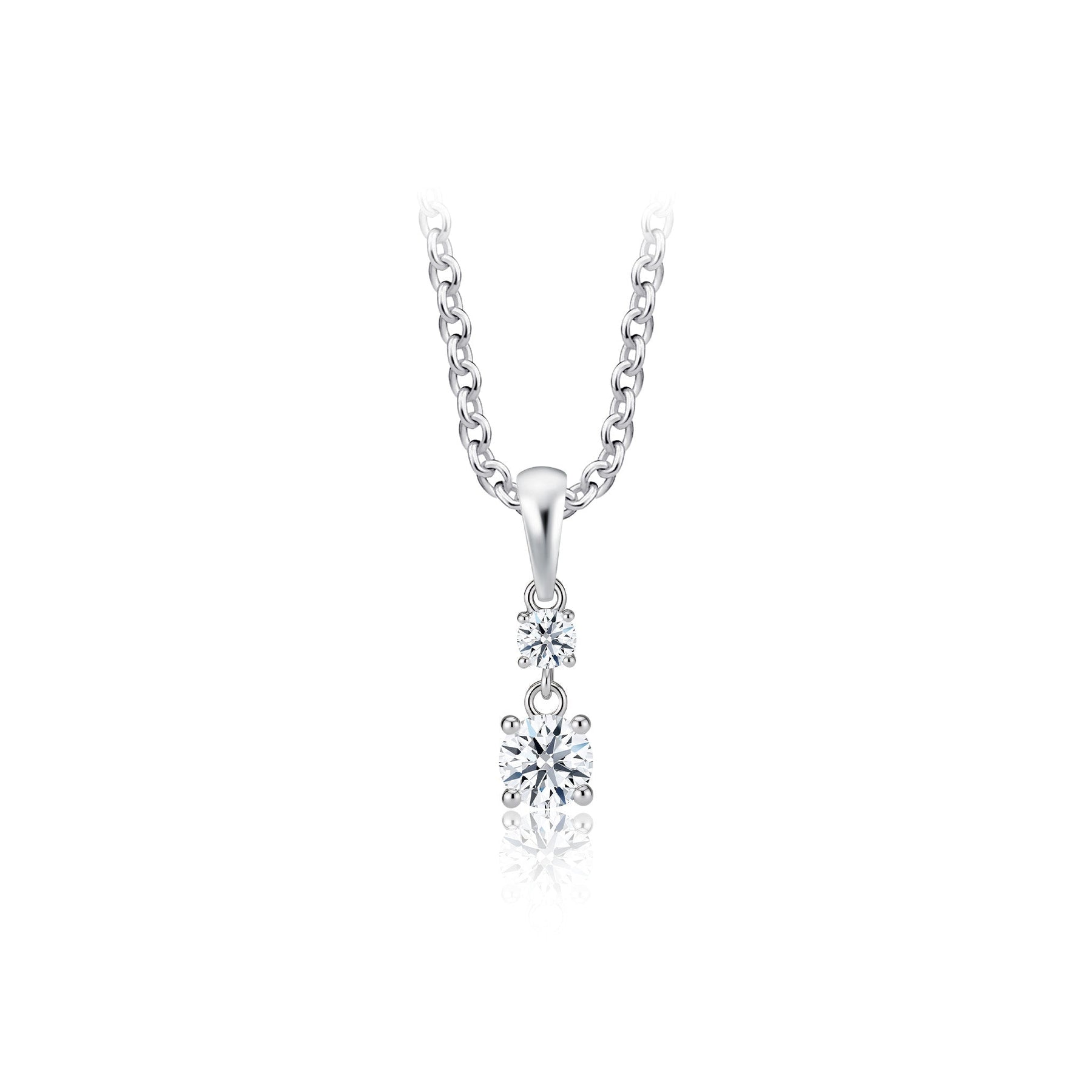 10K White Gold Twin Spark Diamond Pendant