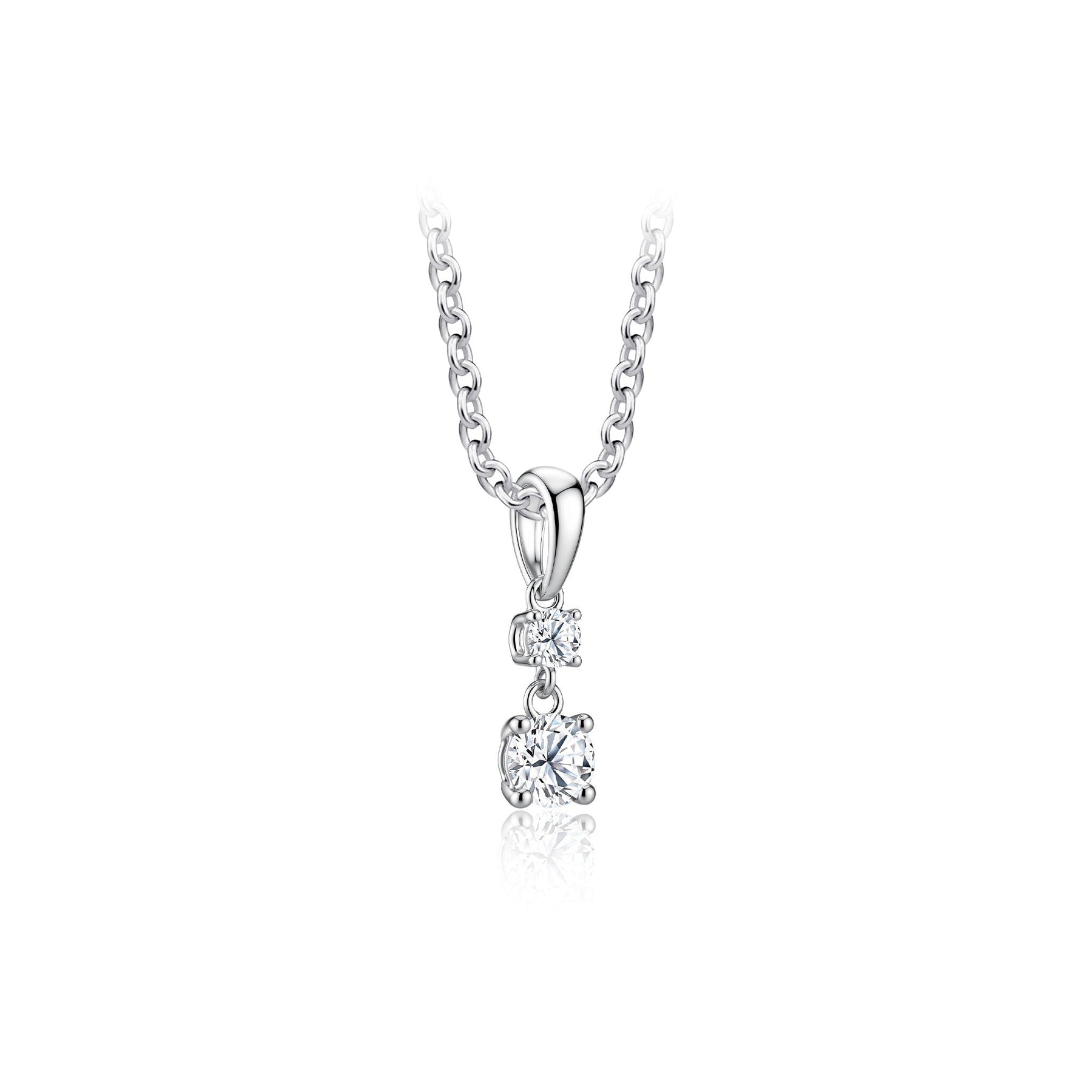 10K White Gold Twin Spark Diamond Pendant