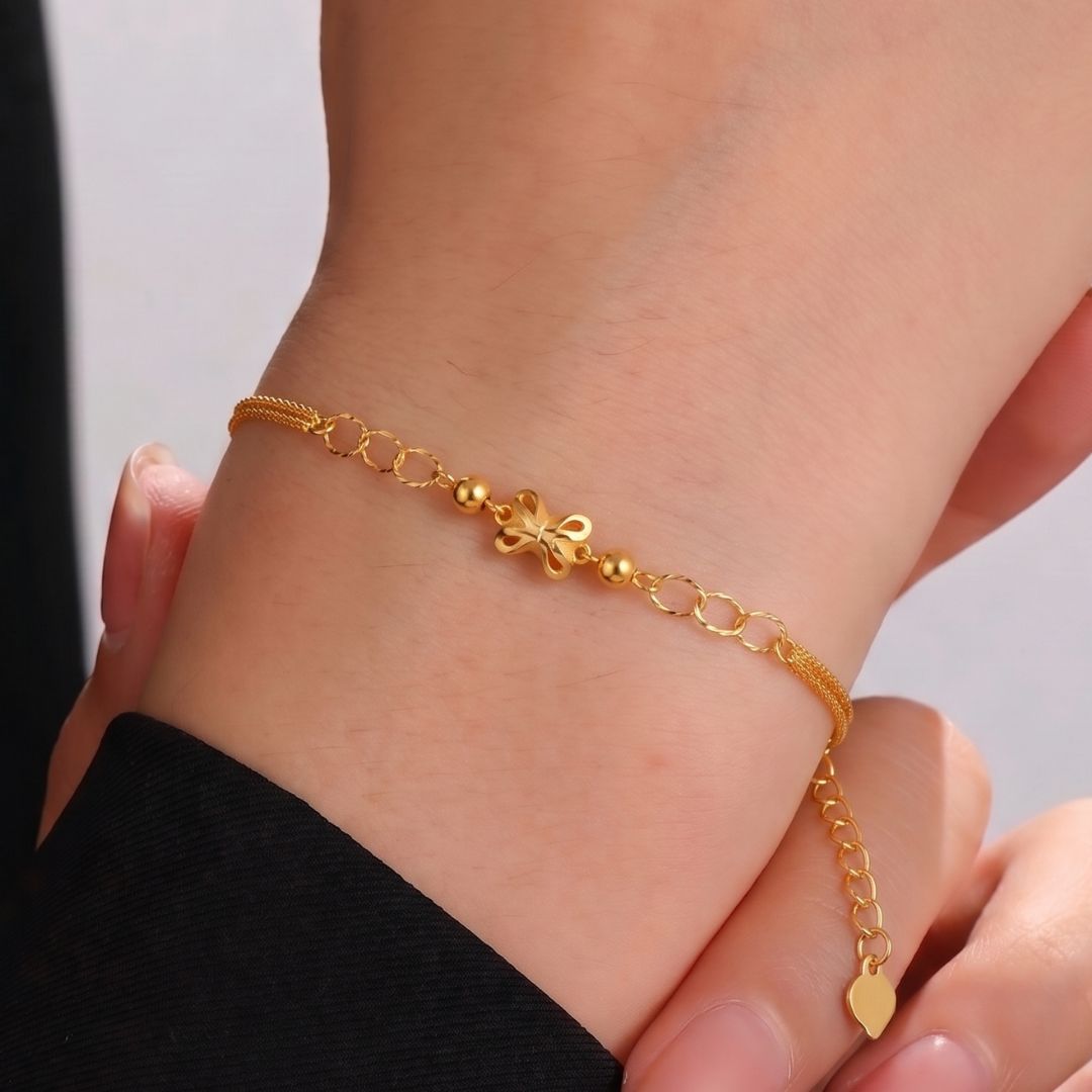 14K Gold Dainty Shimmering Bracelet