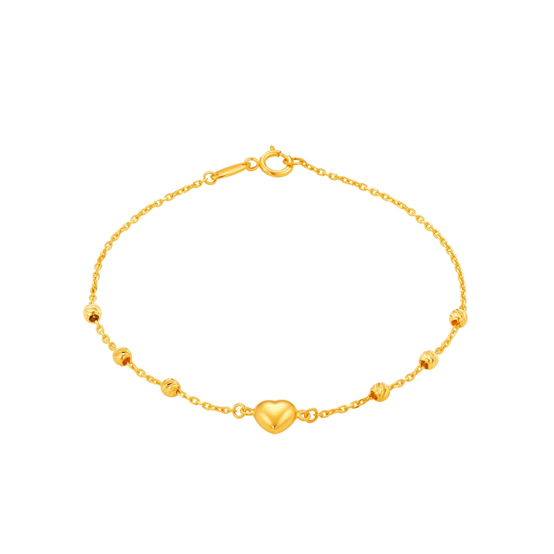 14K Gold Dewdrop Heart Bracelet