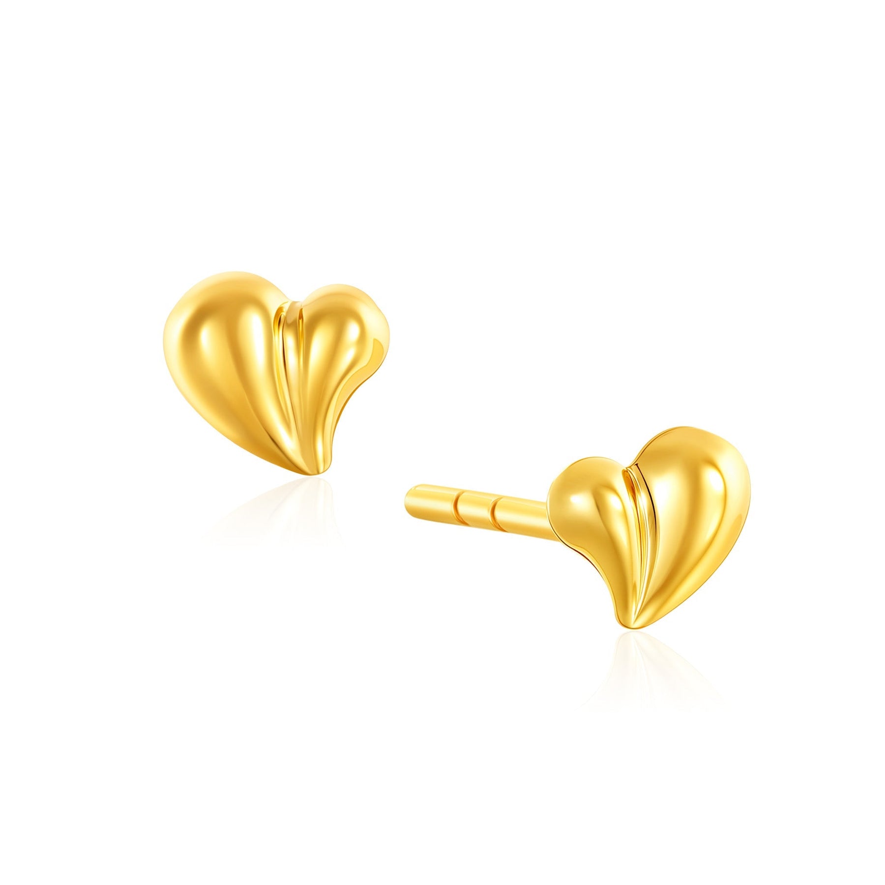 14K Gold Heart Kiss Studs