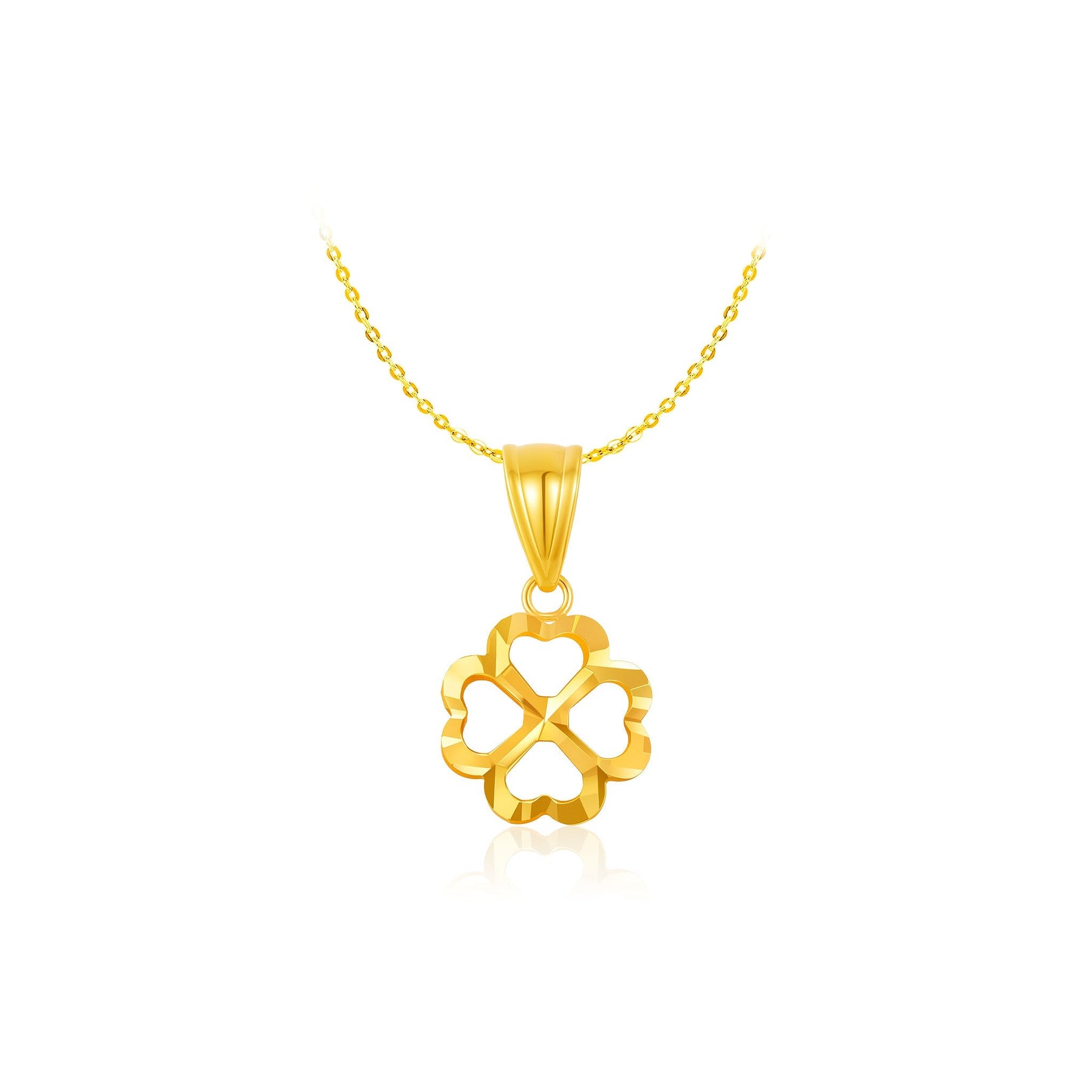14K Gold Heartbound Clover Pendant
