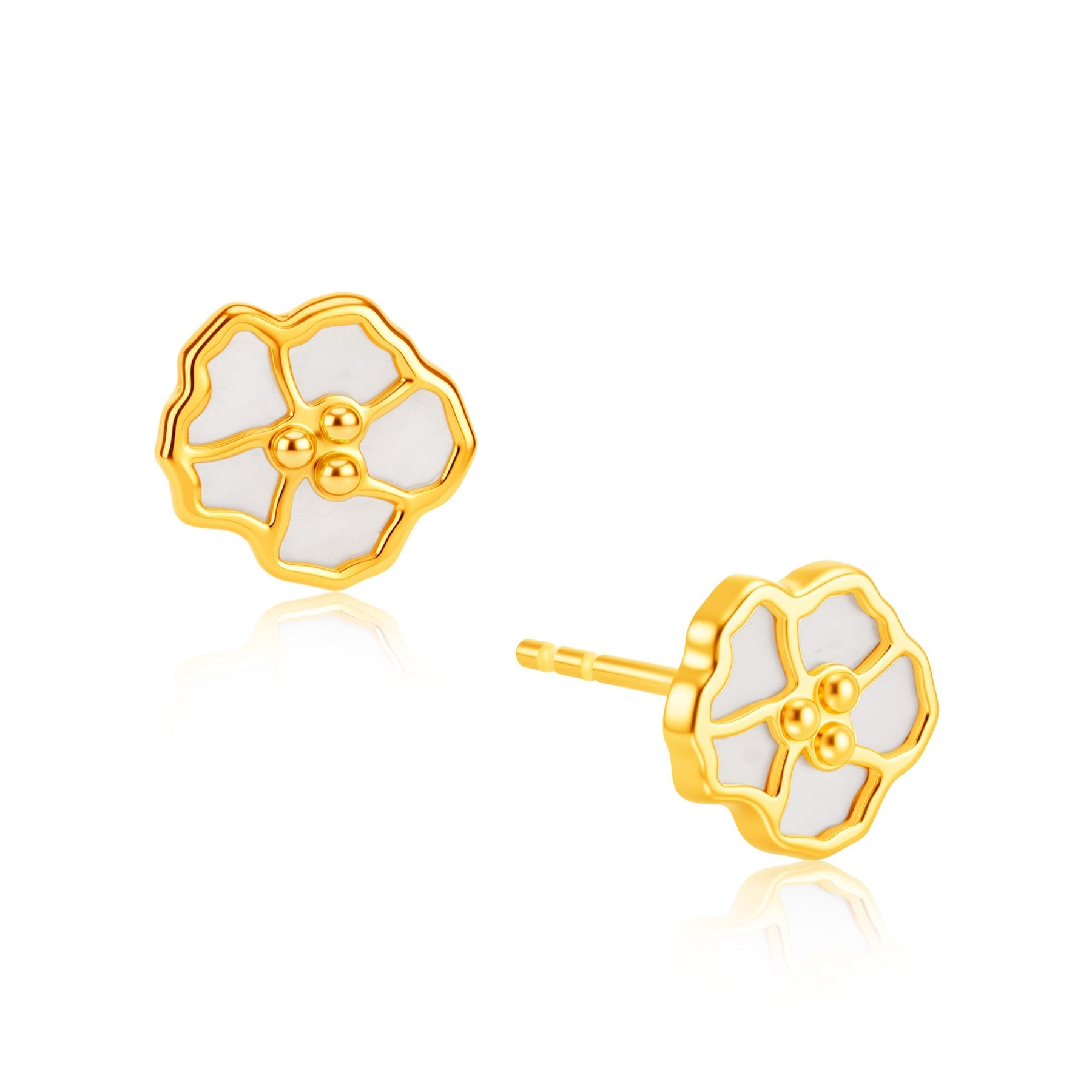 14K Gold Ivory Bloom Mother of Pearl Earrings