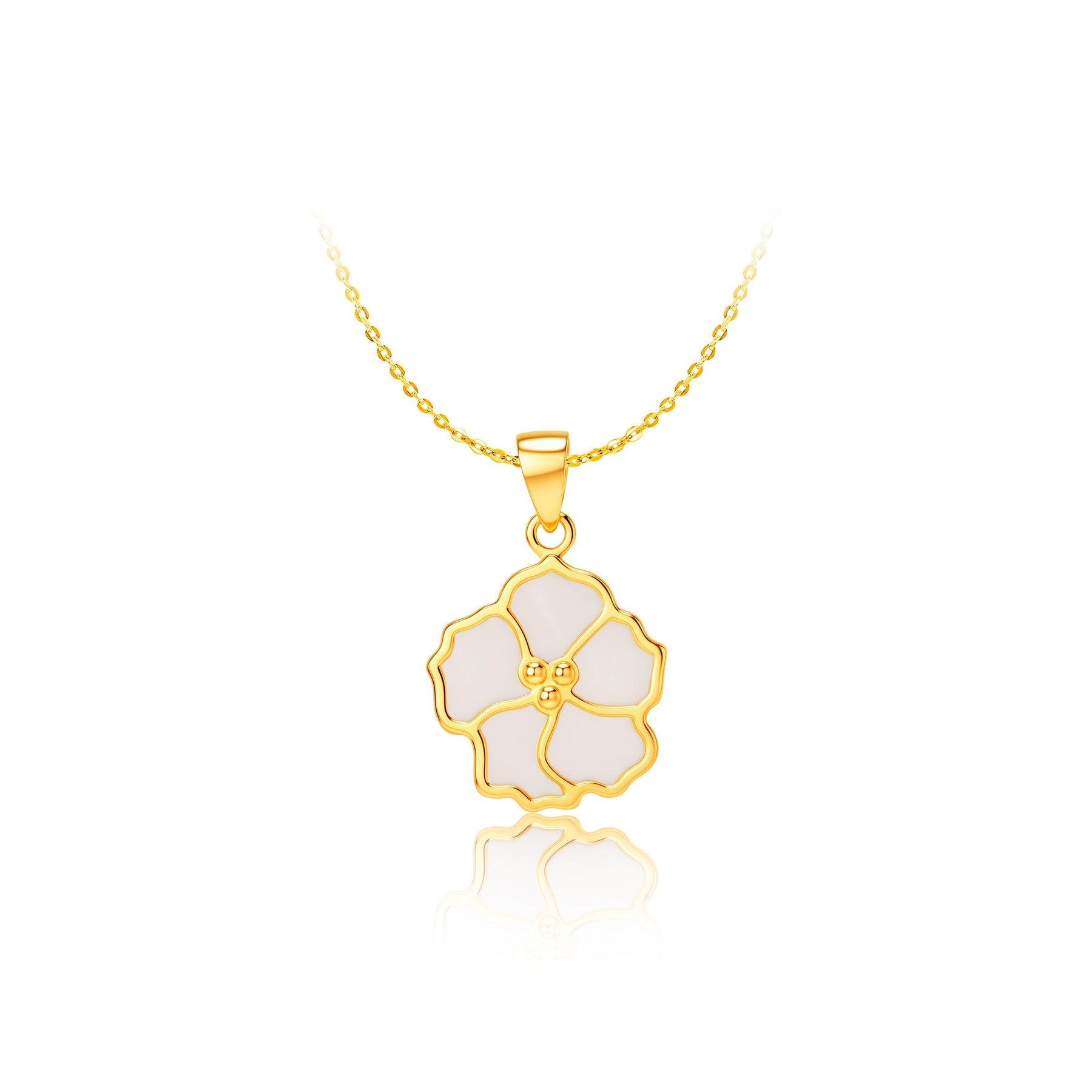 14K Gold Ivory Bloom Mother of Pearl Pendant