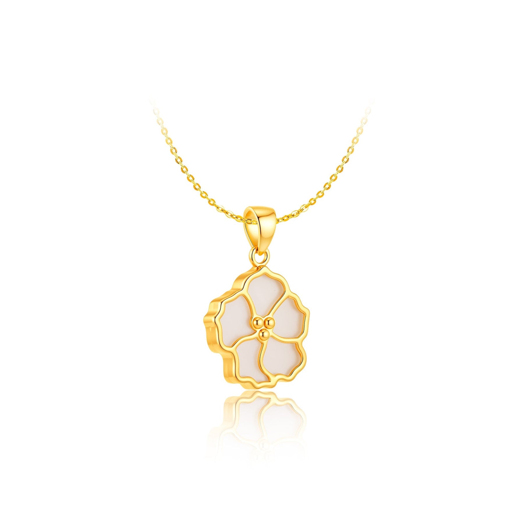 14K Gold Ivory Bloom Mother of Pearl Pendant