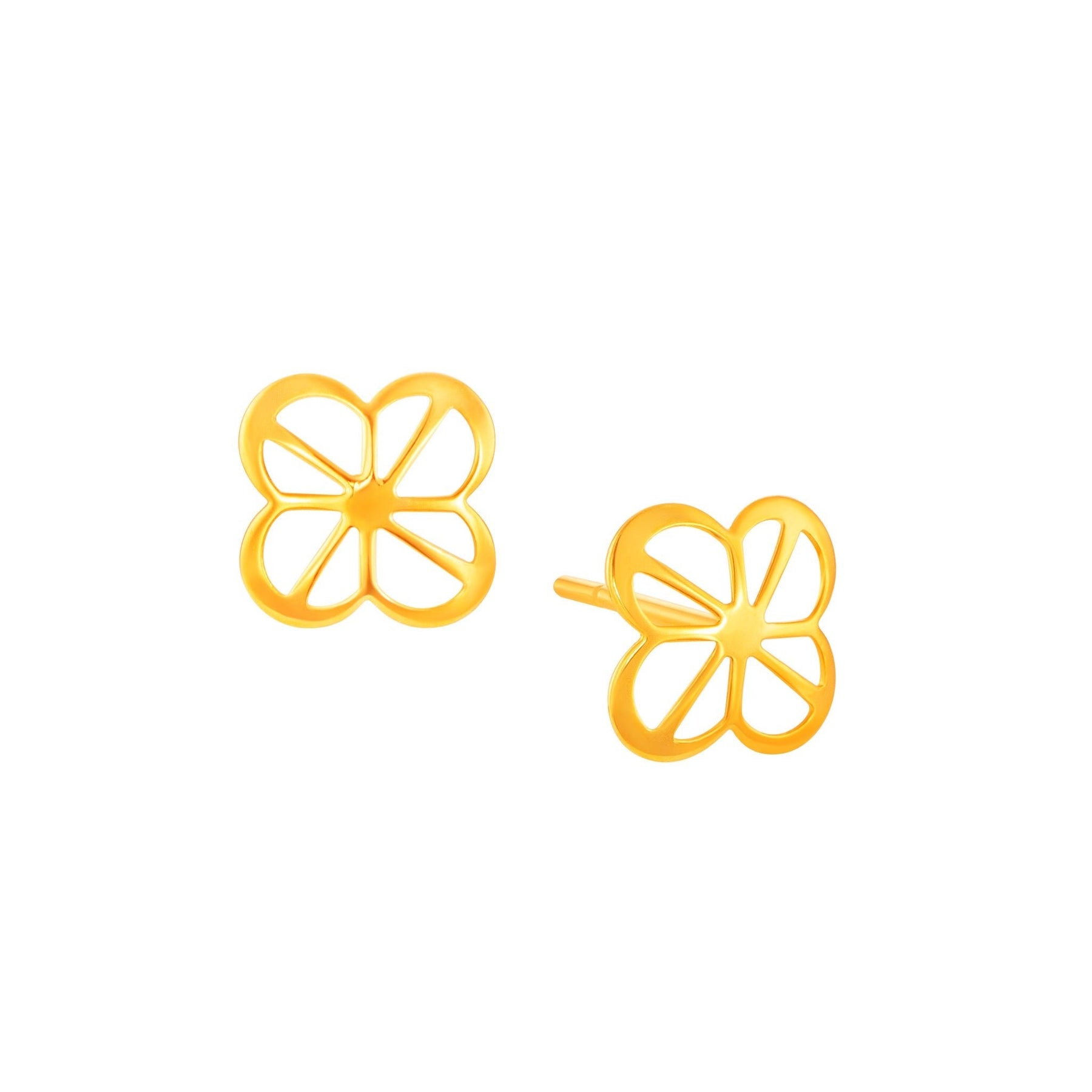 14K Gold Lattice Flower Earrings
