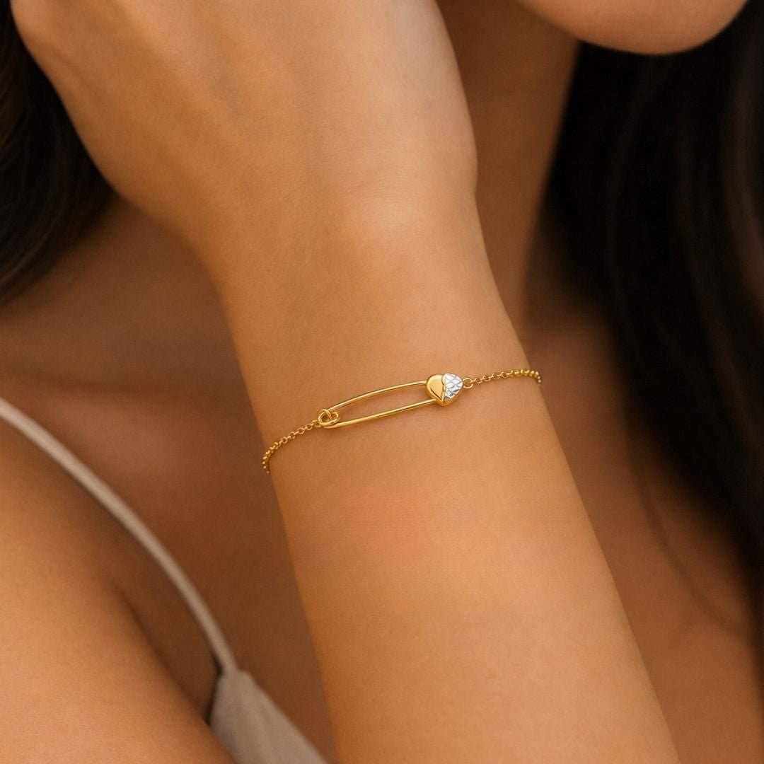 14K Gold Love Pin Bracelet