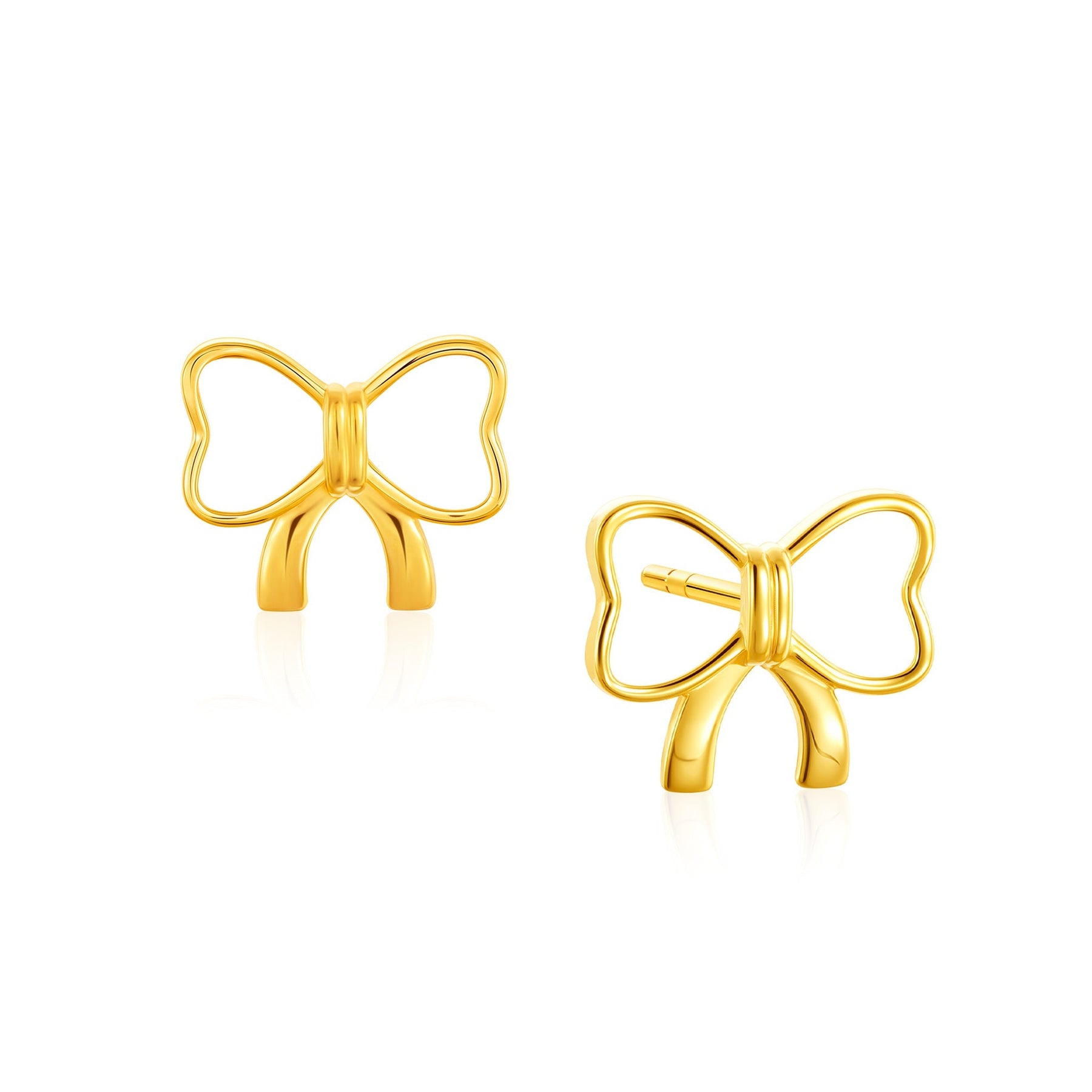 14K Gold Ribbon Stud Earrings