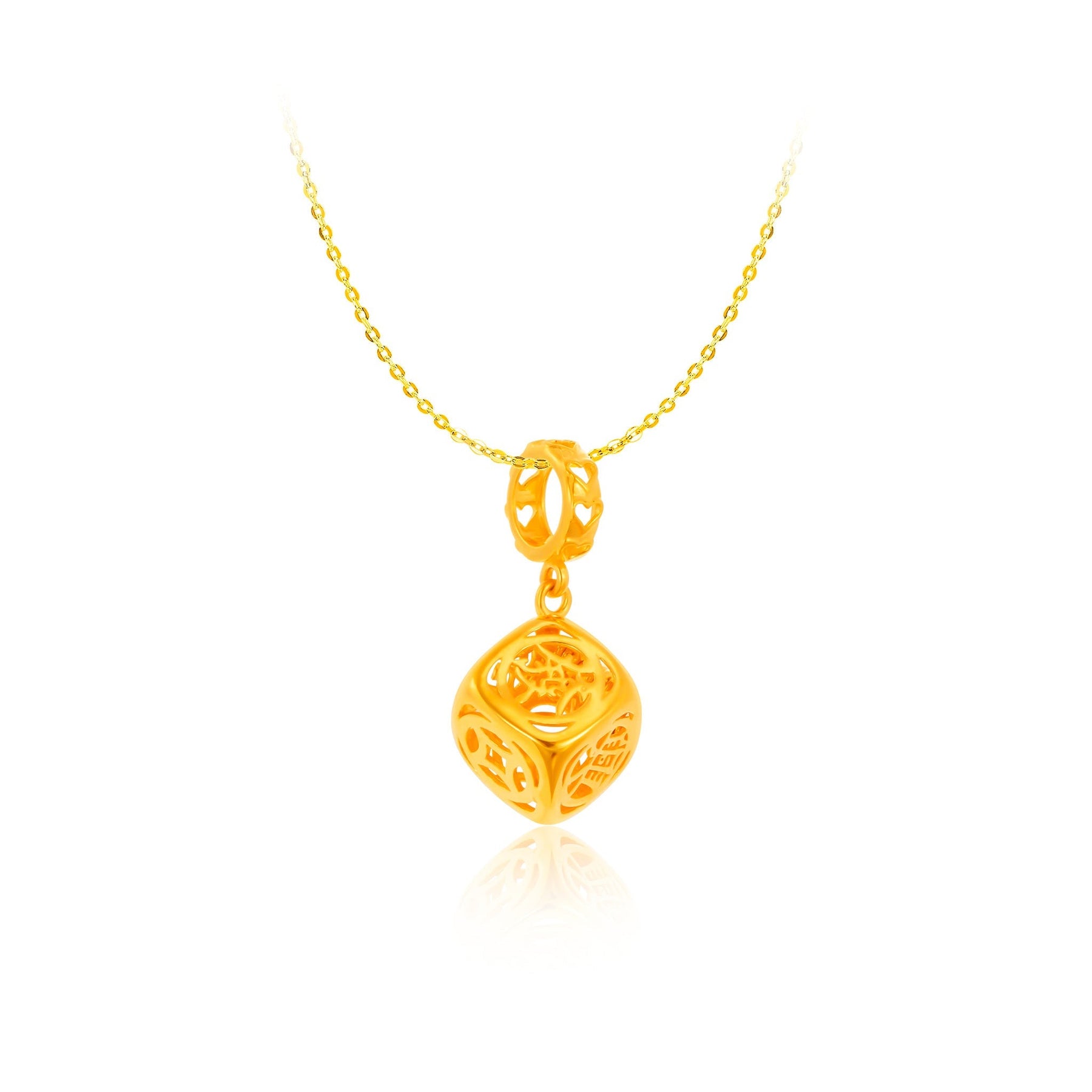 916 Gold Abacus Dice Pendant