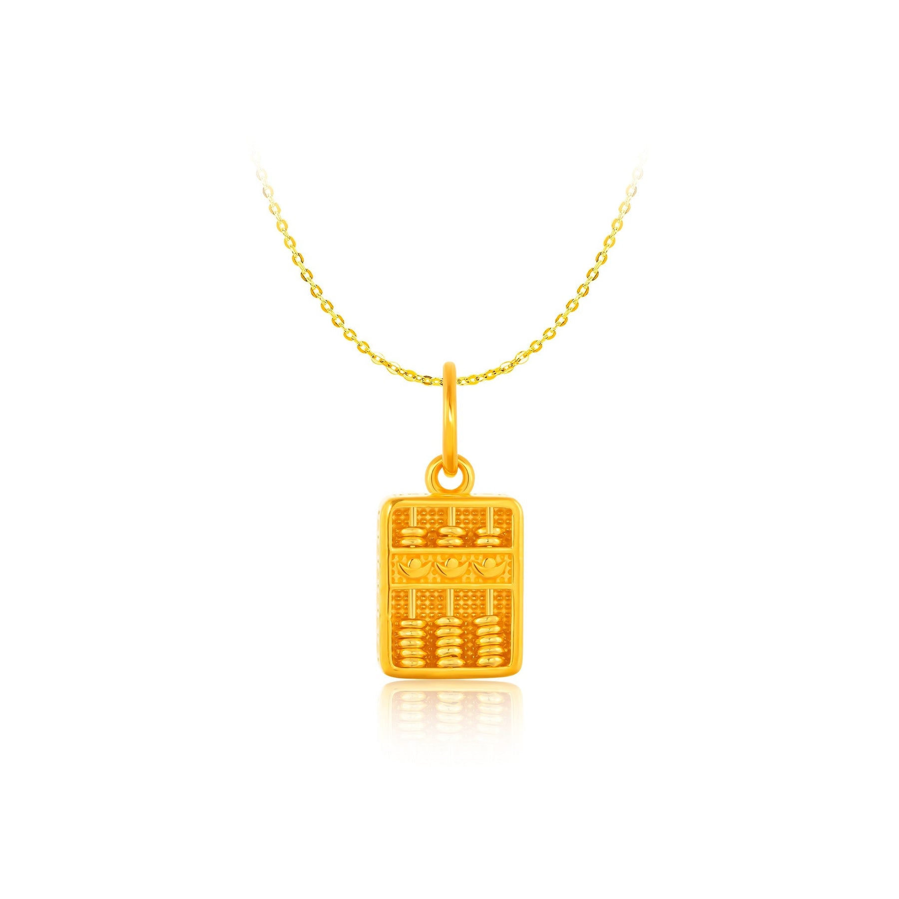 916 Gold Abacus of Prosperity Pendant