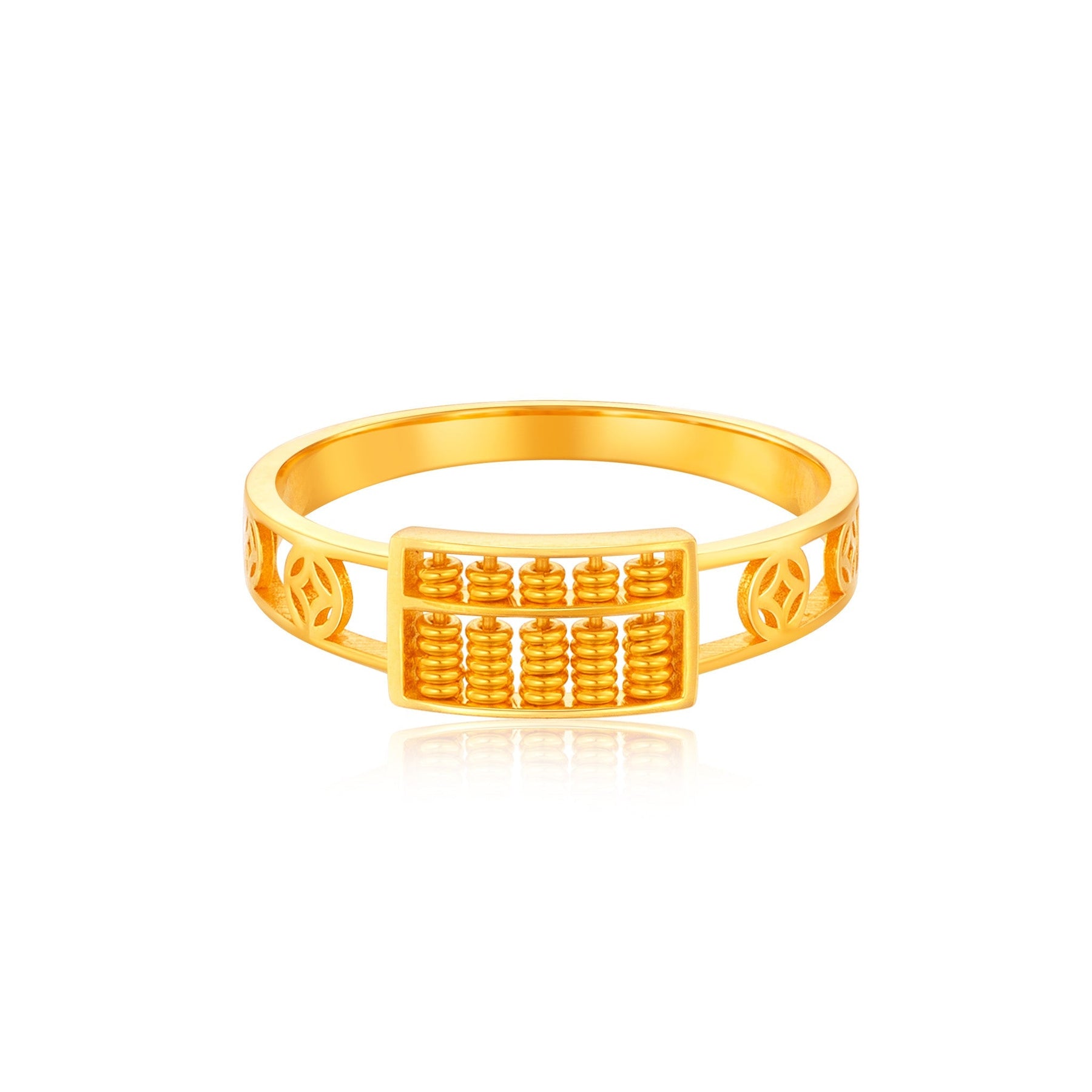 916 Gold Abacus with Fortune Coin Ring