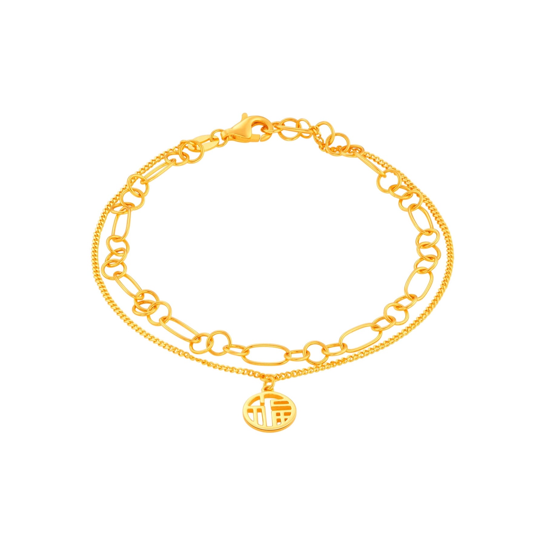 916 Gold Auspicious Duo Bracelet
