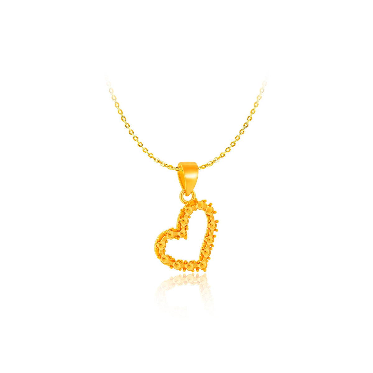 916 Gold Beaded Heart Pendant