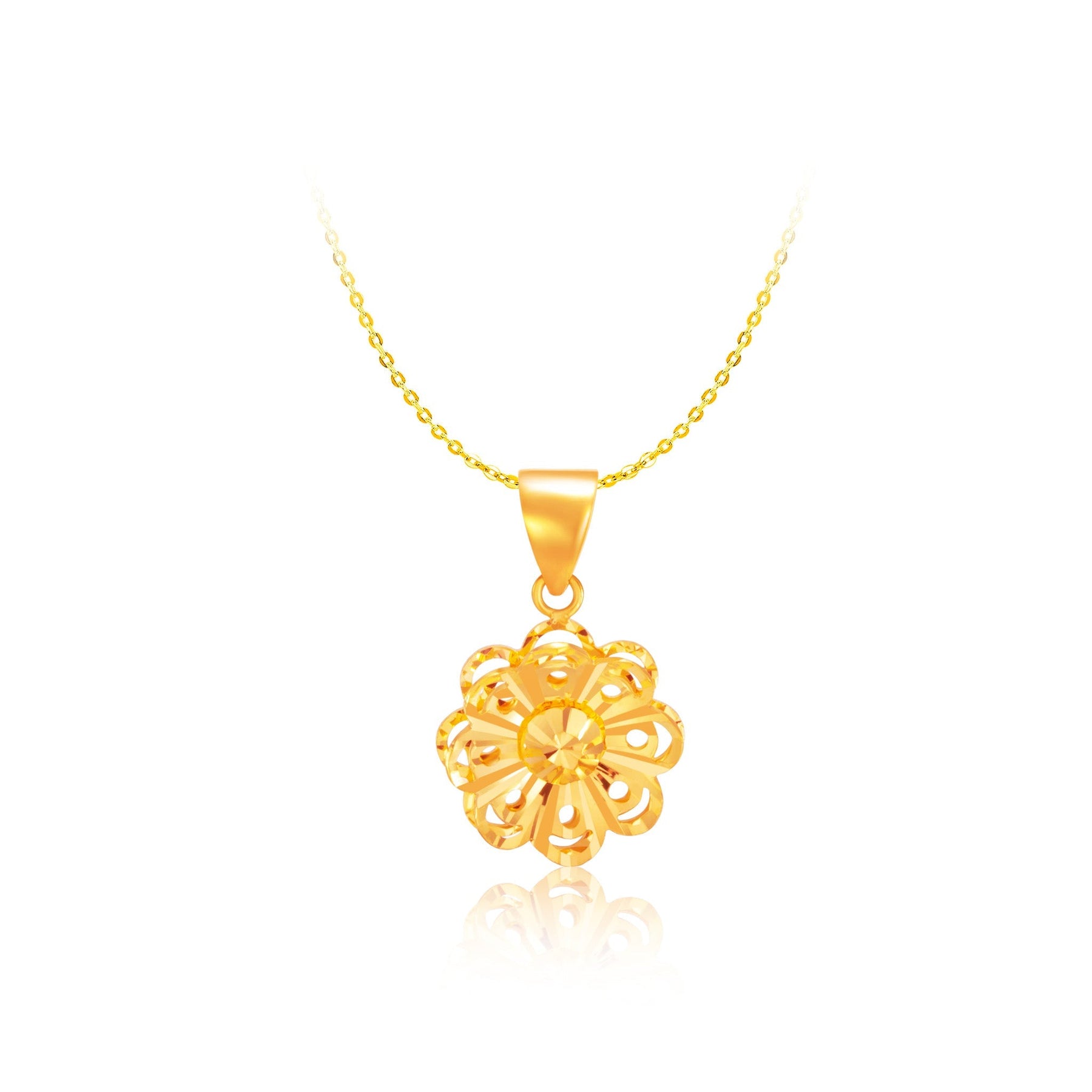 916 Gold Blooming Prosperity Pendant