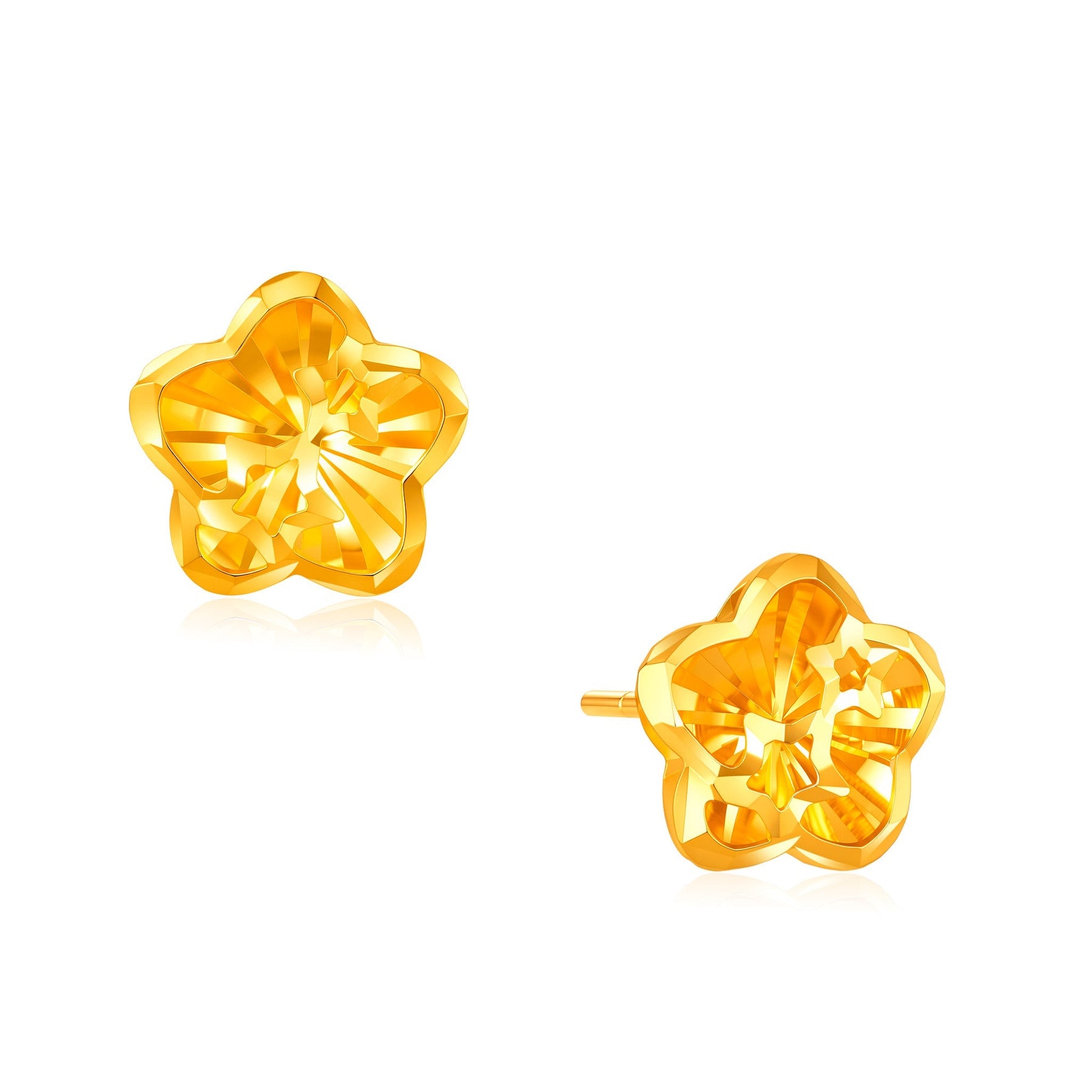 916 Gold Blossom Emblem Earrings