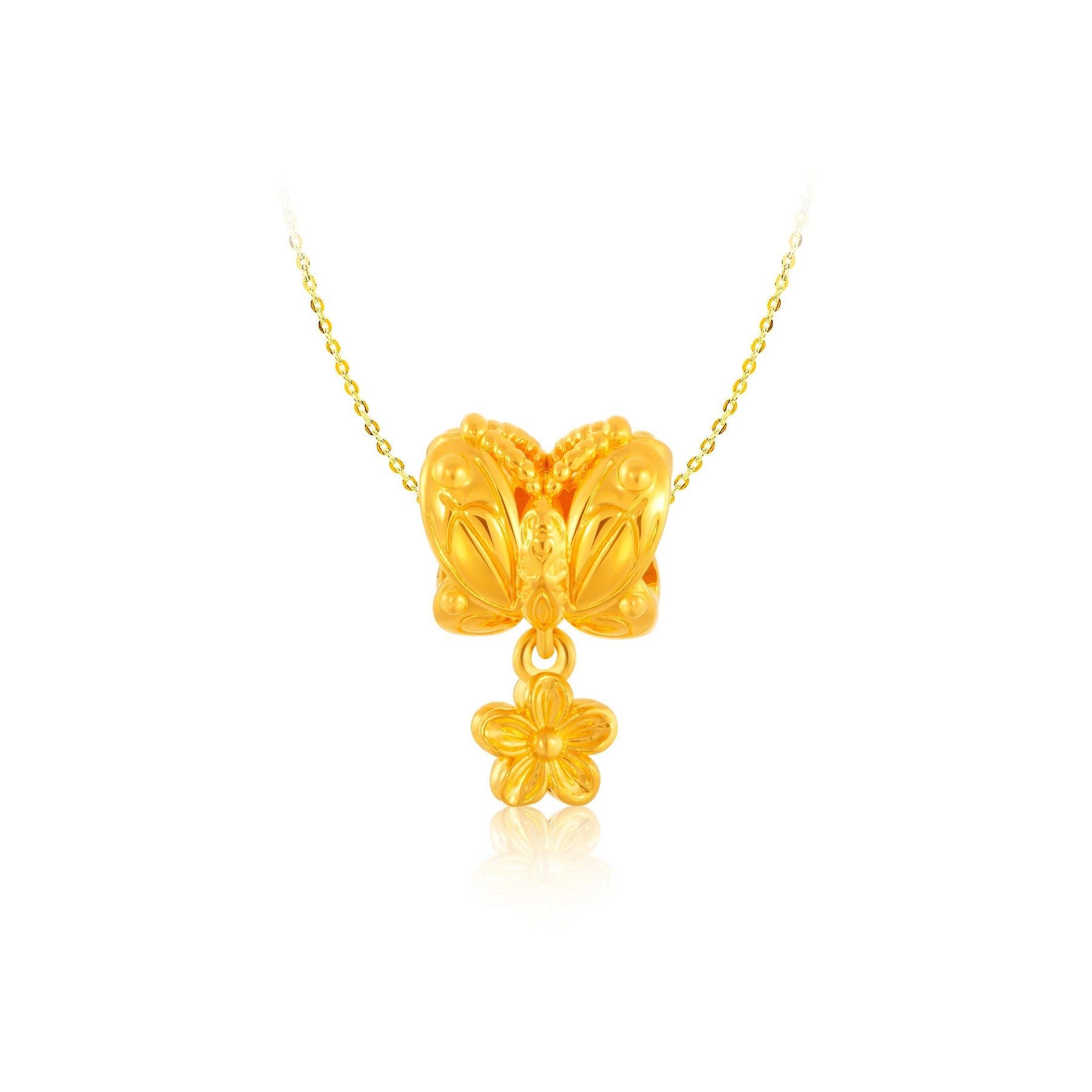 916 Gold Butterfly Blossom Pendant