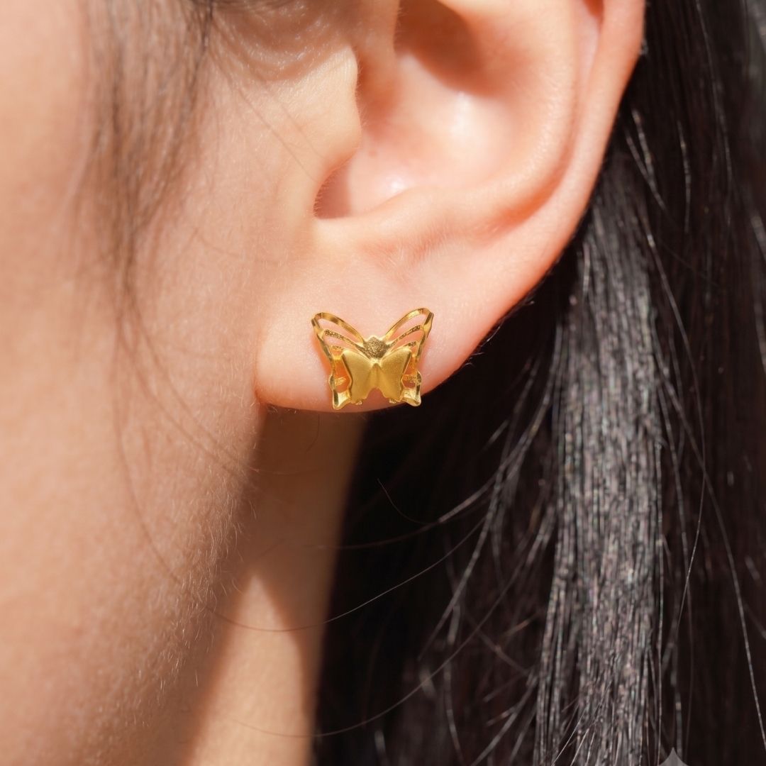916 Gold Butterfly Filigree Earrings