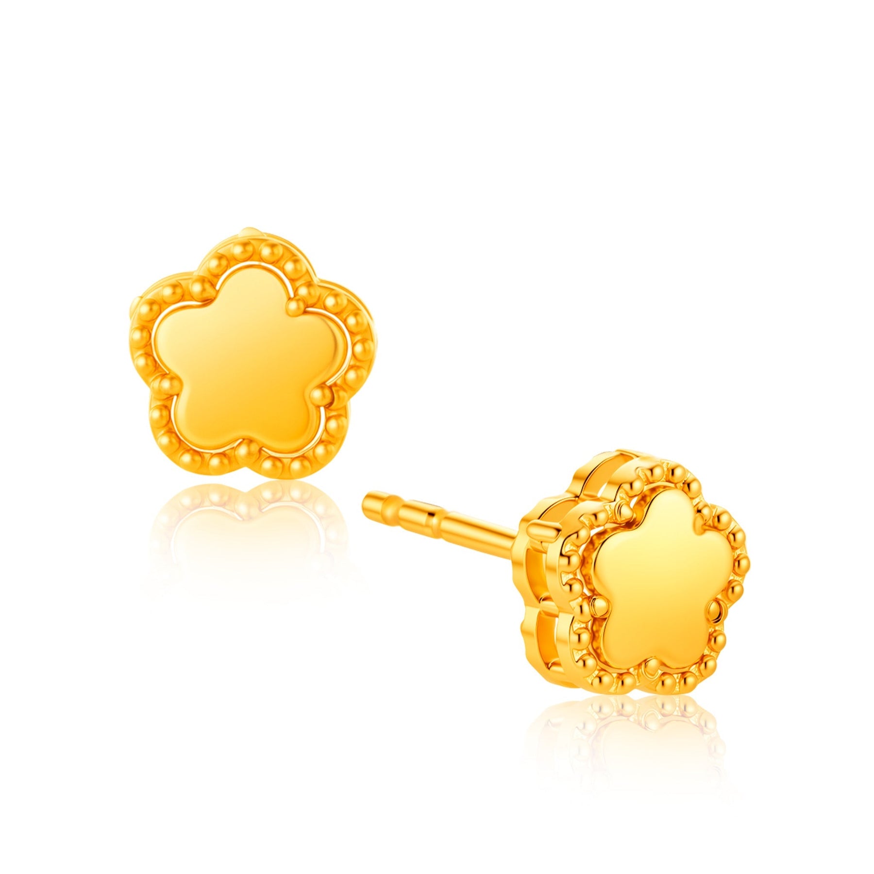 916 Gold Charming Clover Earrings