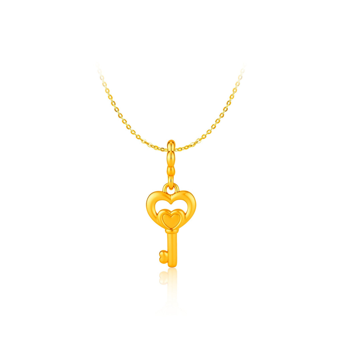 916 Gold Cherished Heart Key Pendant (For TikTok)