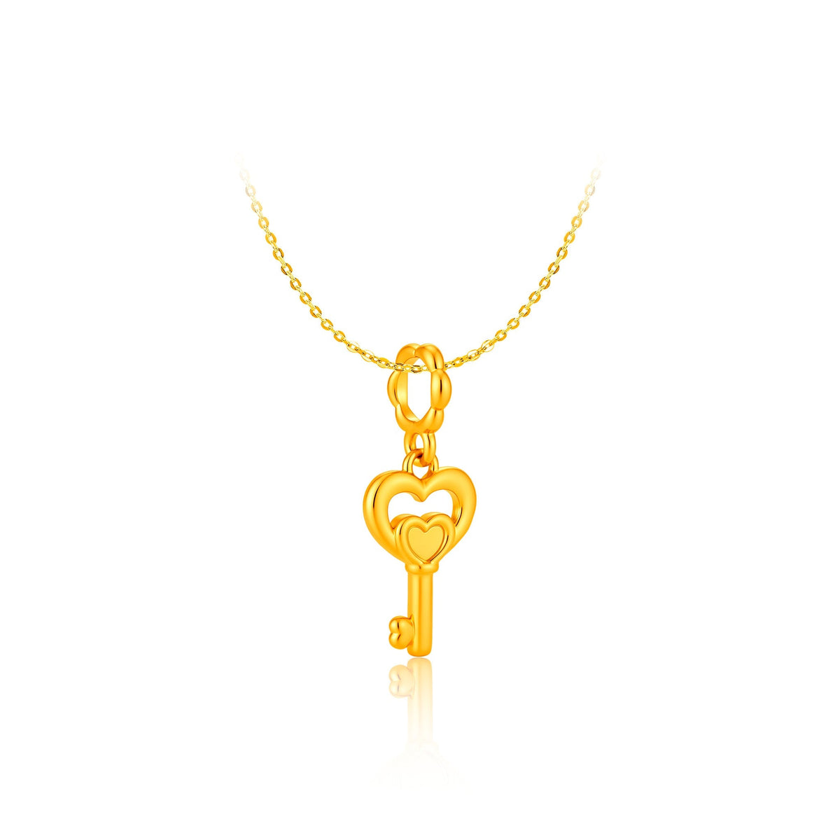 916 Gold Cherished Heart Key Pendant (For TikTok)