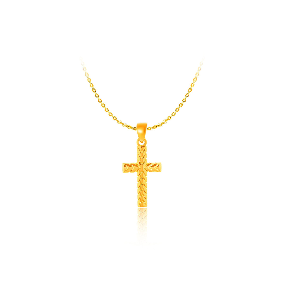 916 Gold Chevron Cross Pendant