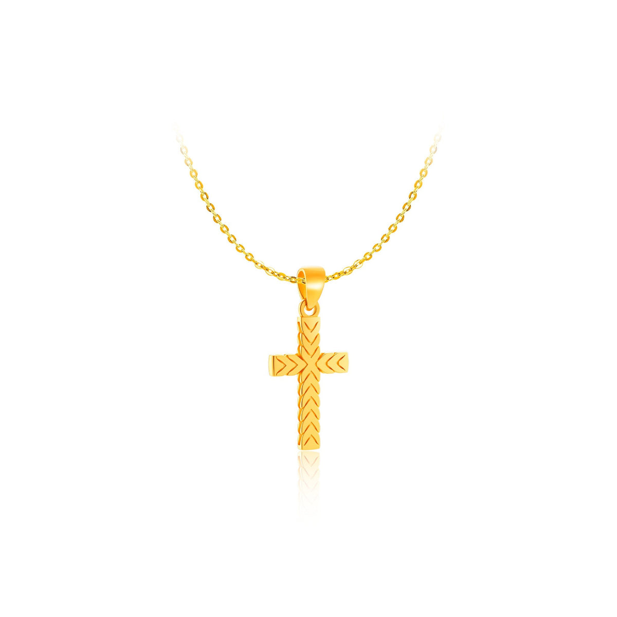 916 Gold Chevron Cross Pendant