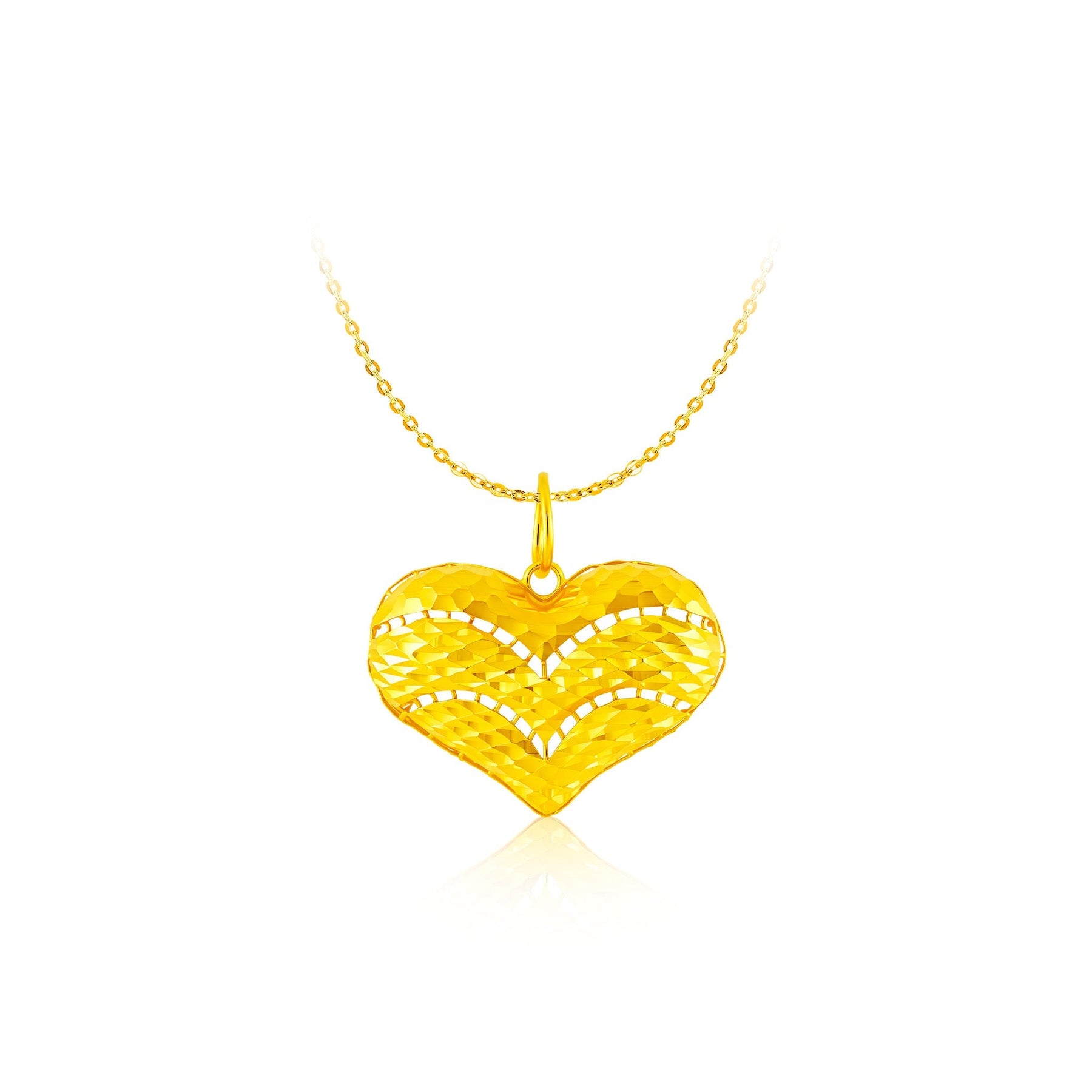 916 Gold Chevron Heart Pendant