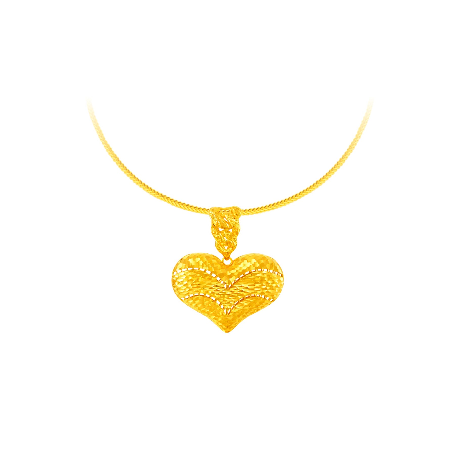 916 Gold Chevron Heart Pendant