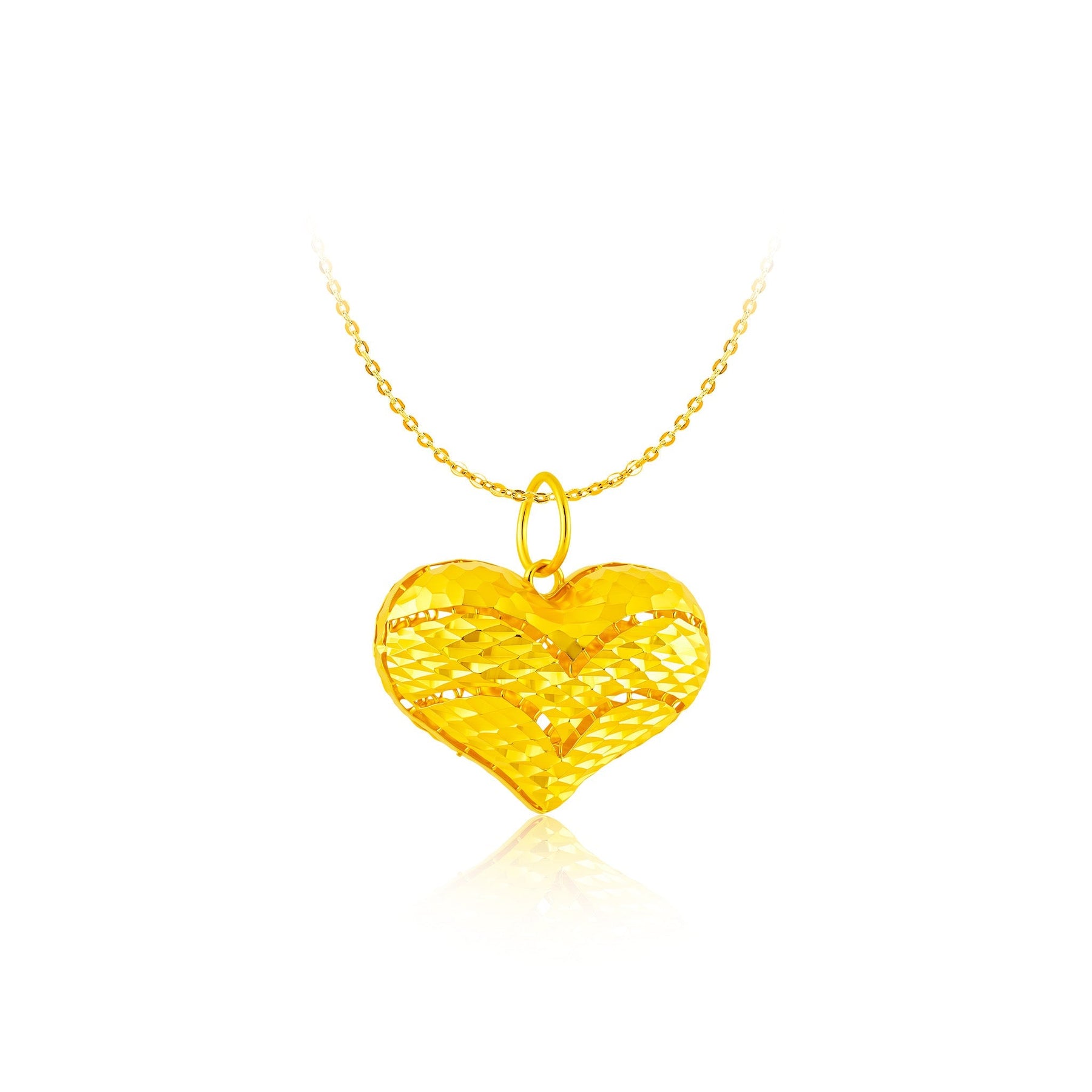 916 Gold Chevron Heart Pendant