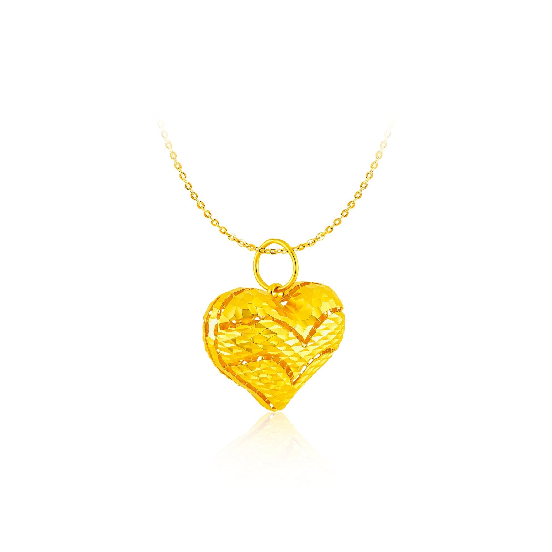 916 Gold Chevron Heart Pendant