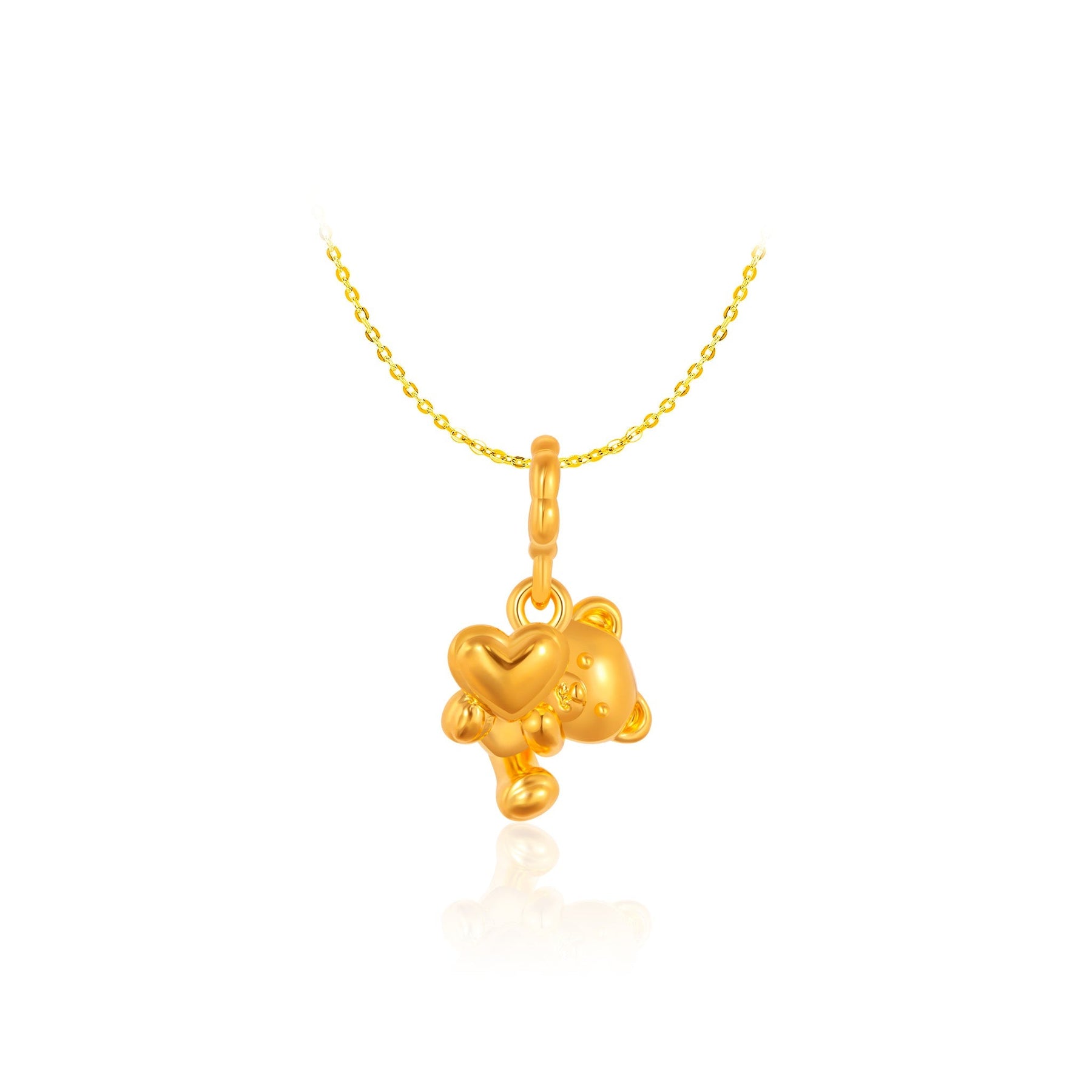 916 Gold Cuddling Bear Pendant