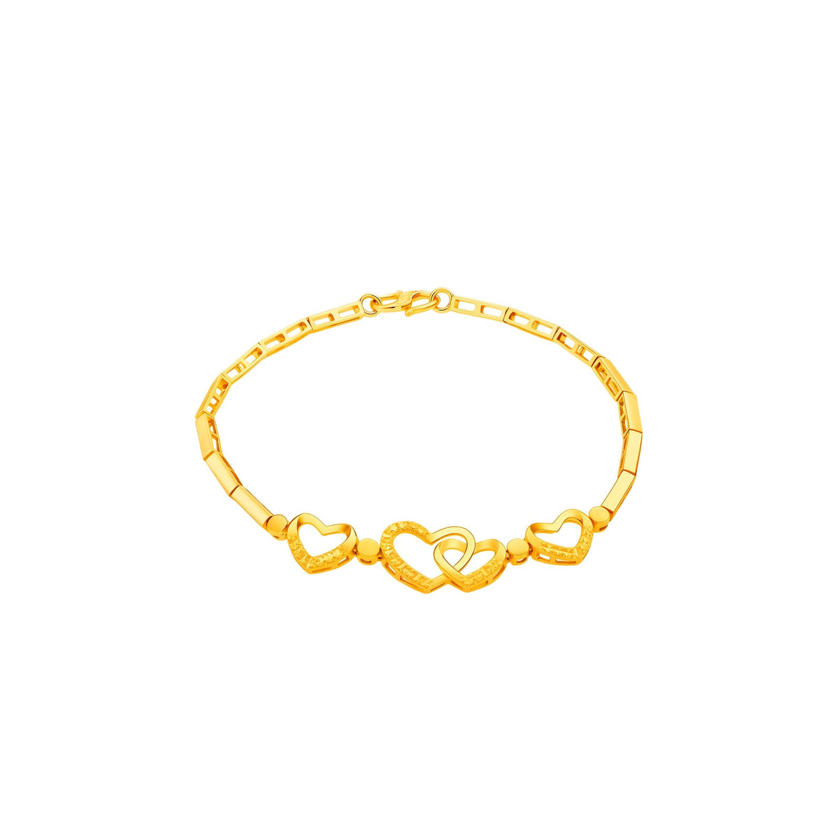 916 Gold Dazzling Hearts Bracelet