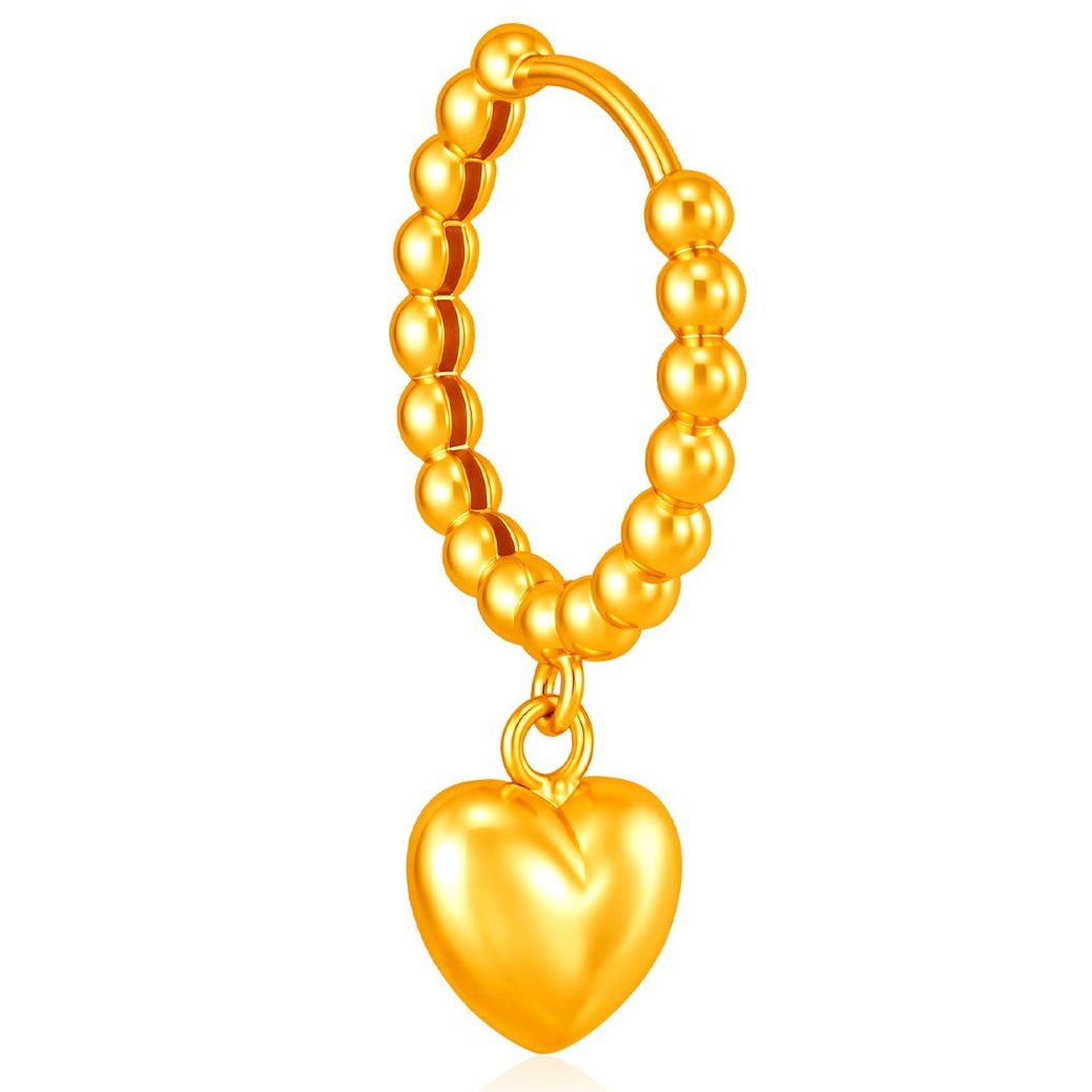 916 Gold Demure Heart Loop Earrings
