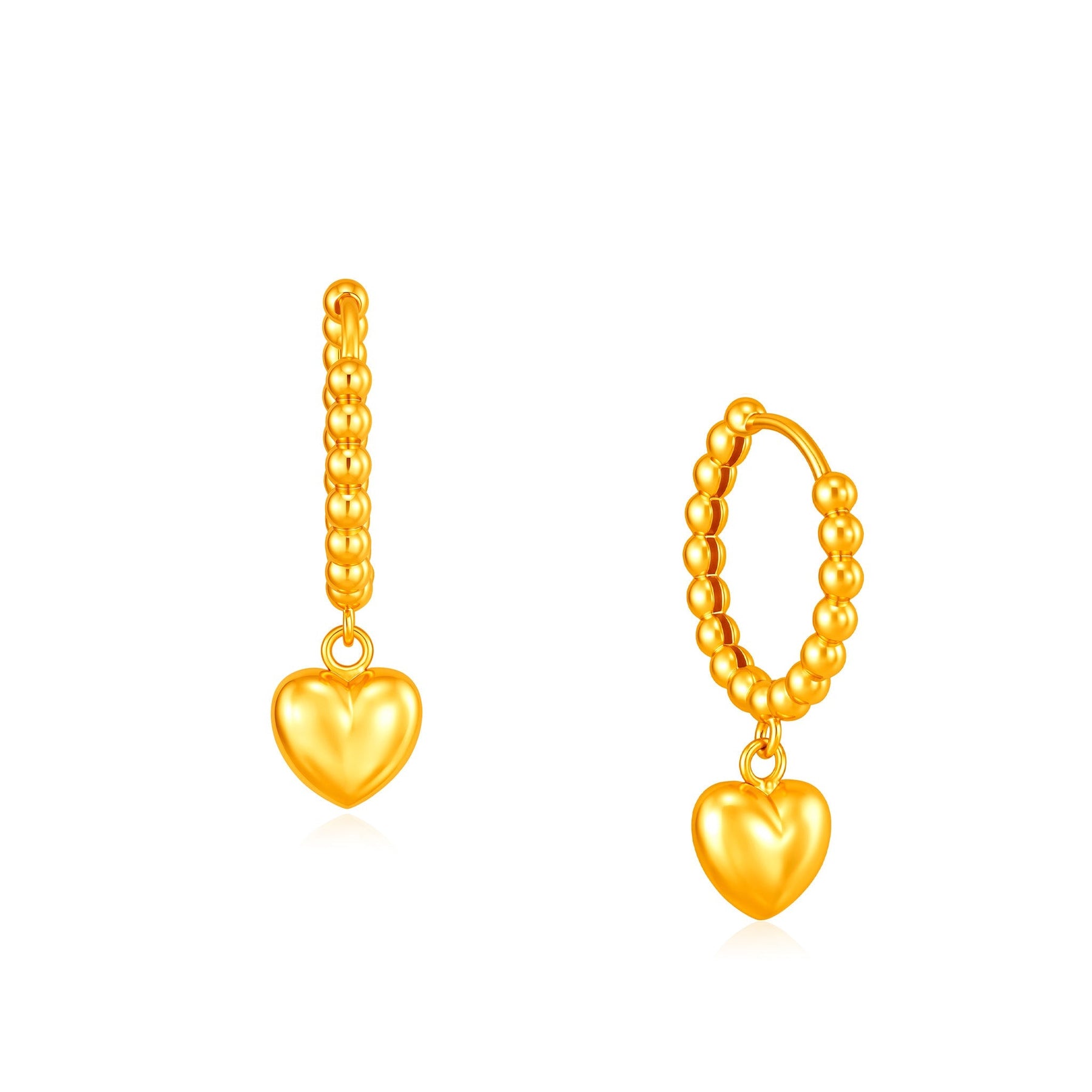 916 Gold Demure Heart Loop Earrings