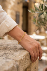 916 Gold Double Bead Link Bracelet