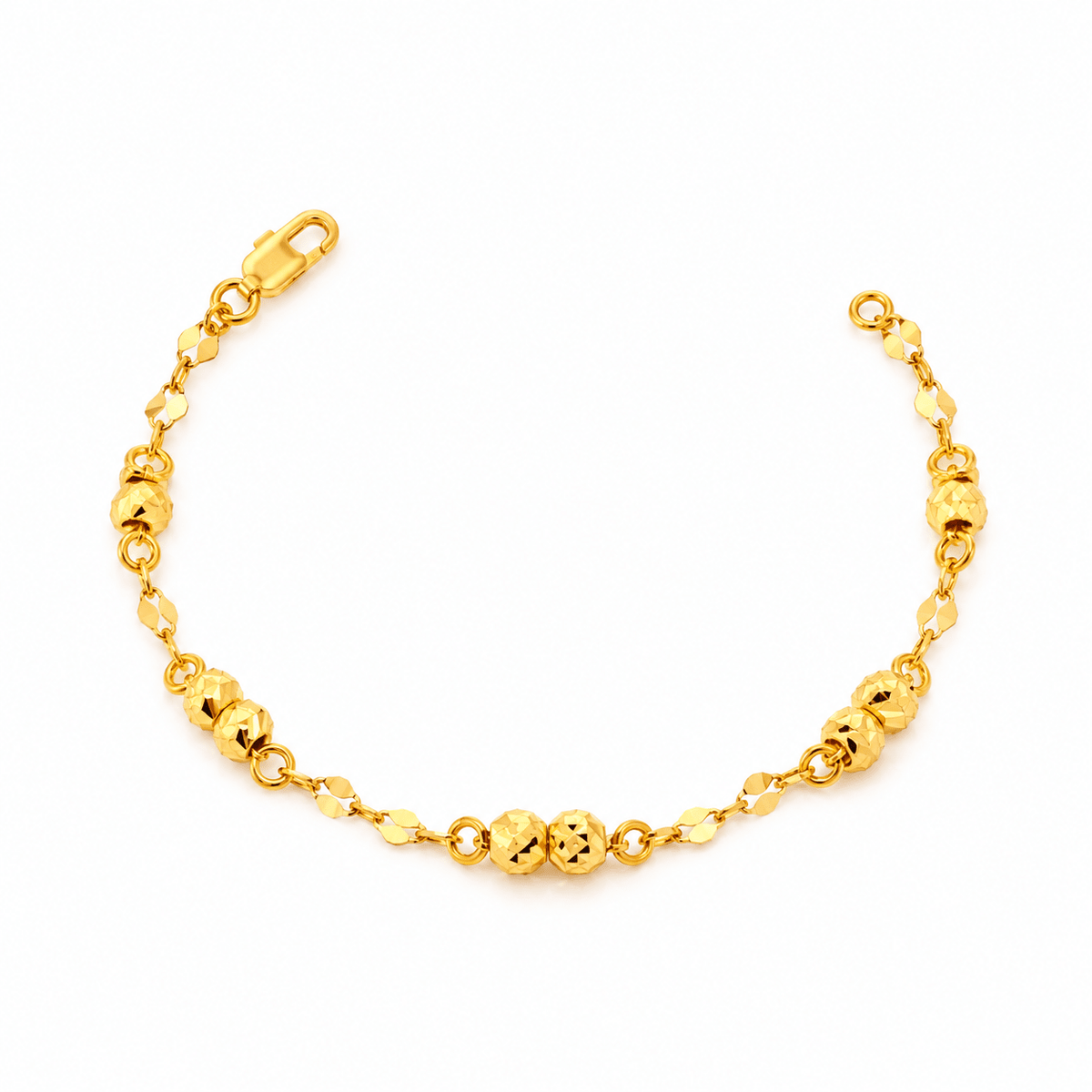 916 Gold Double Bead Link Bracelet