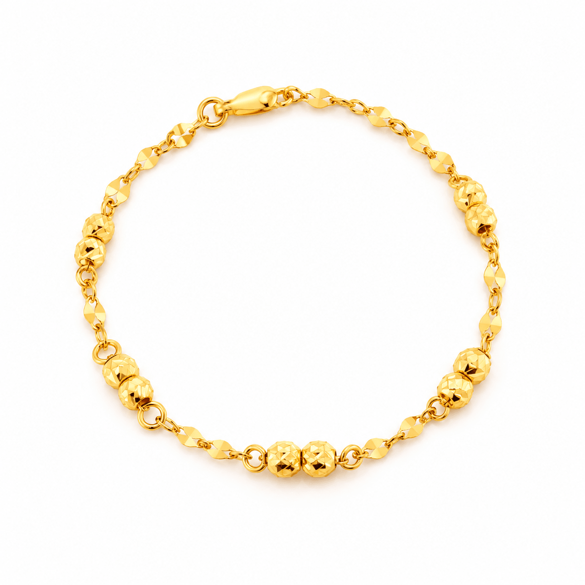 916 Gold Double Bead Link Bracelet